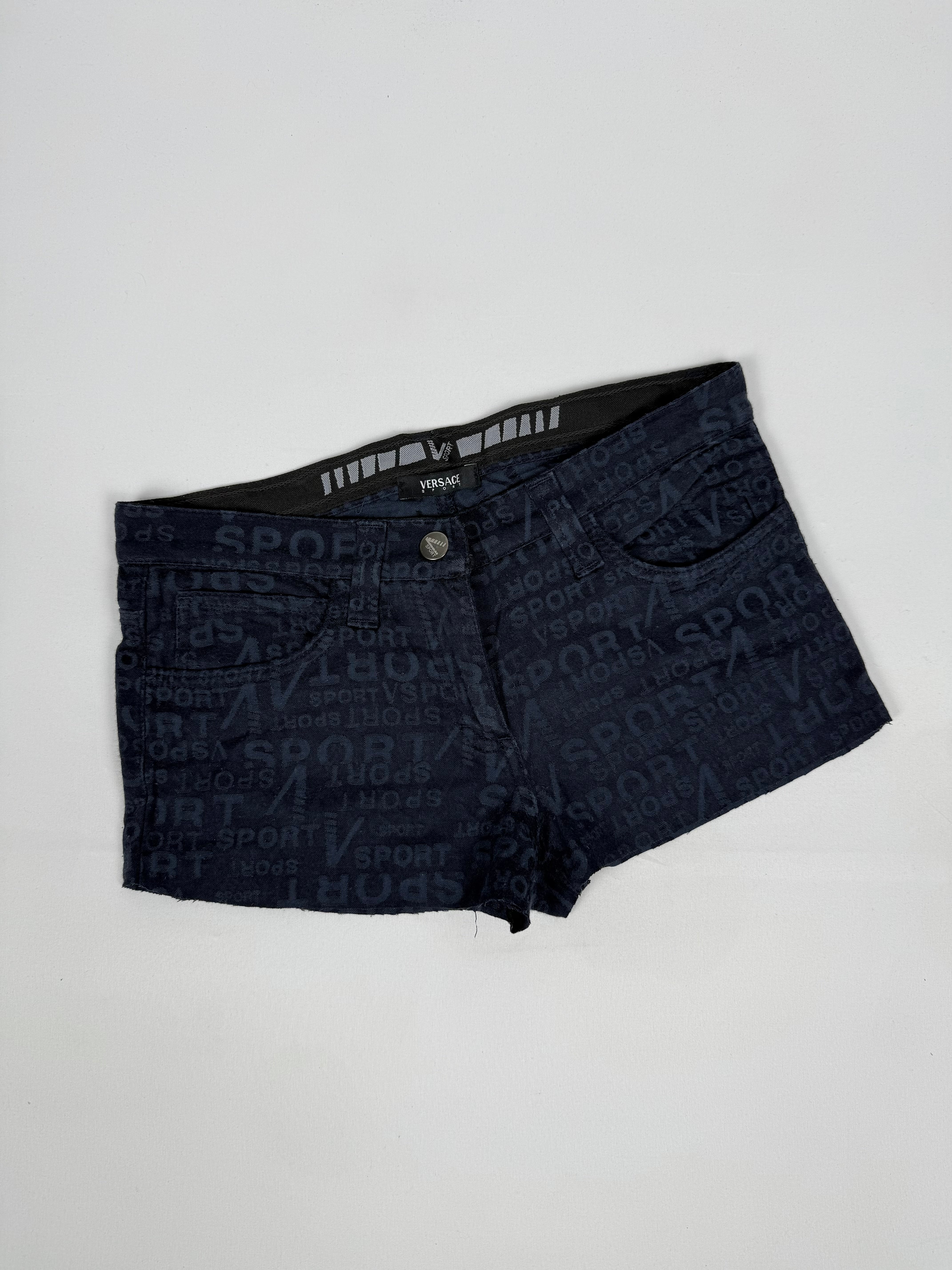 Navy graphic stretchy mini short (XS)