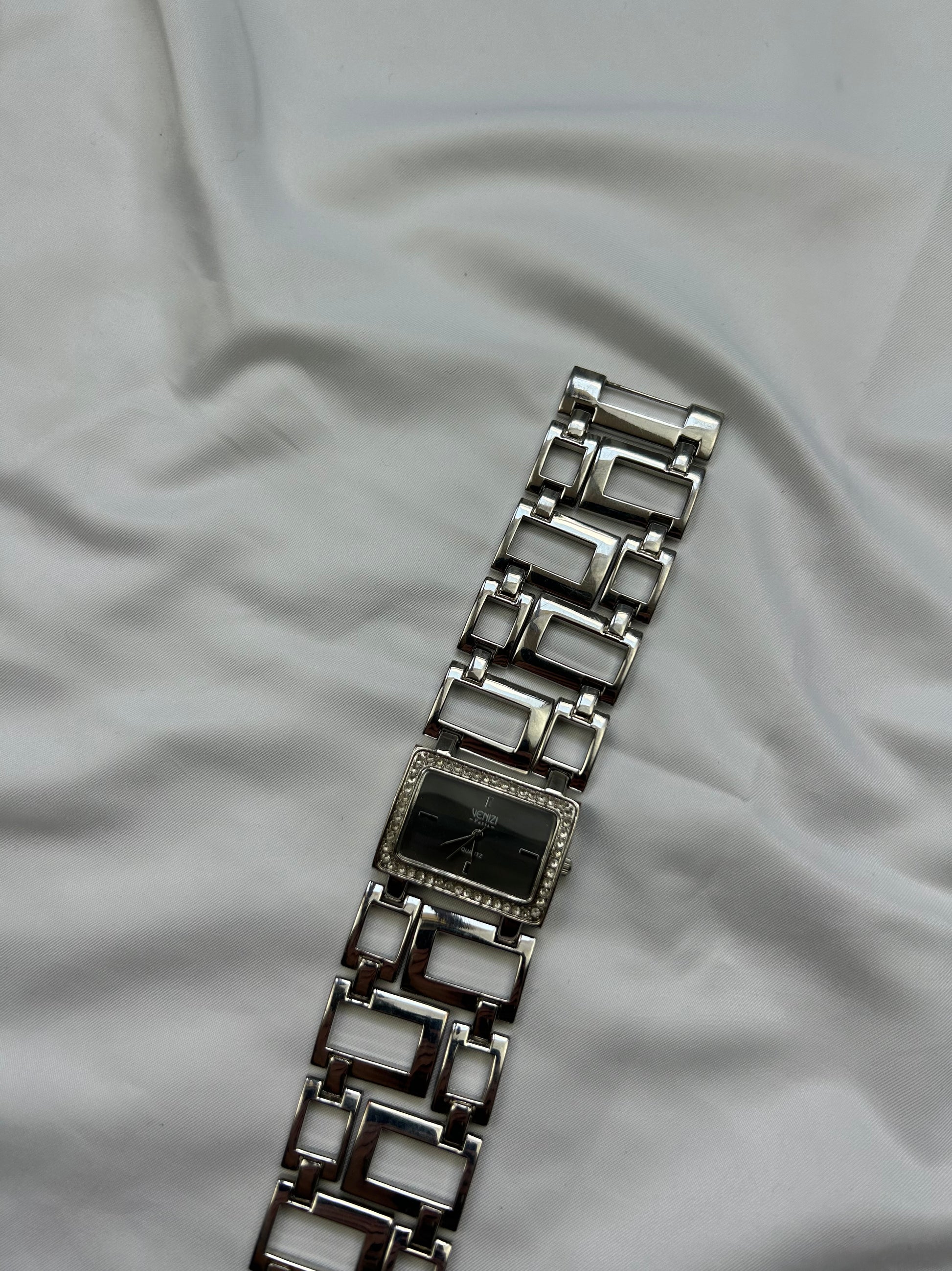 Vintage silver inox bracelet jewelry watch