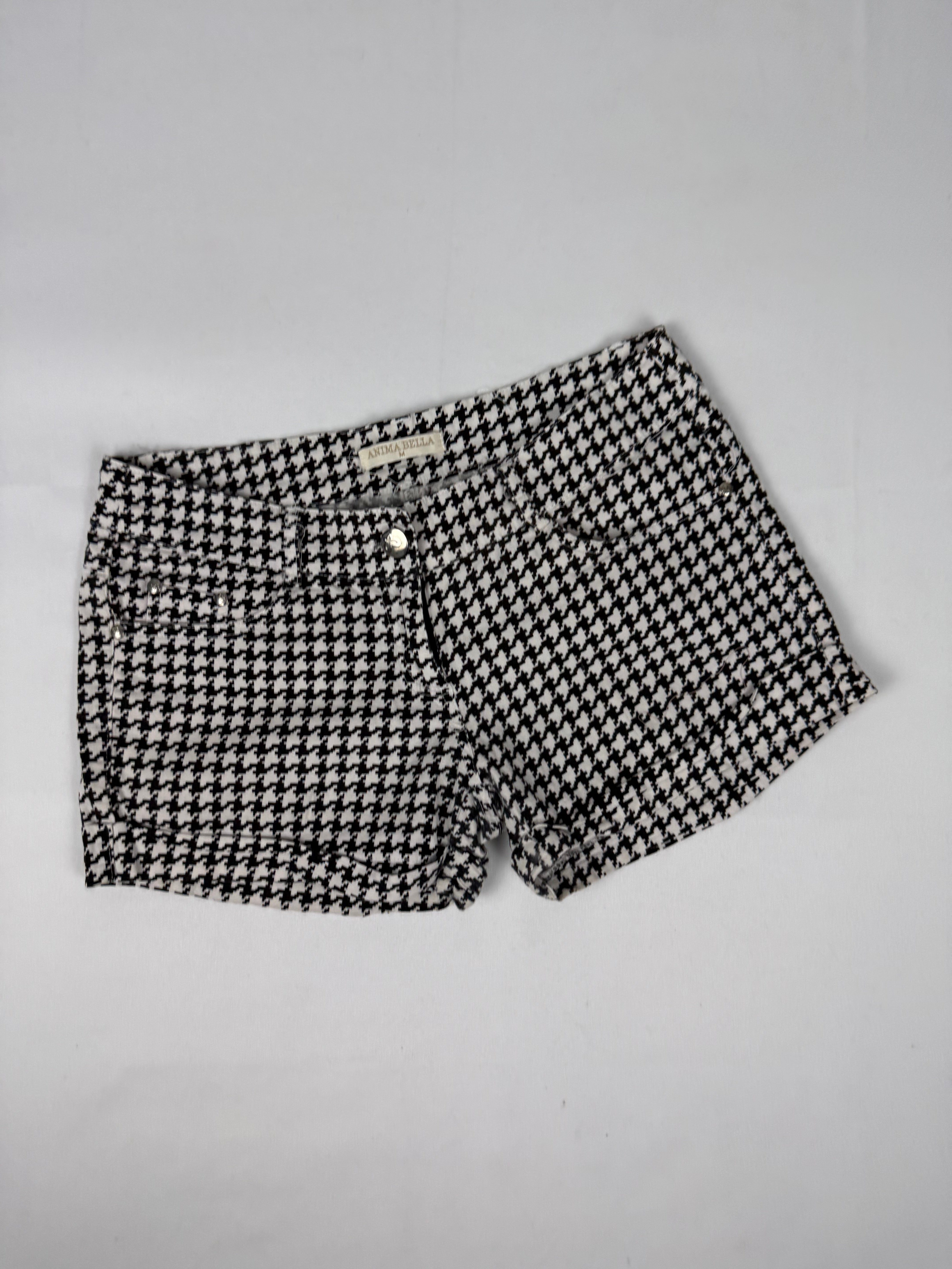 Black houndstooth low rise mini short (S/M)