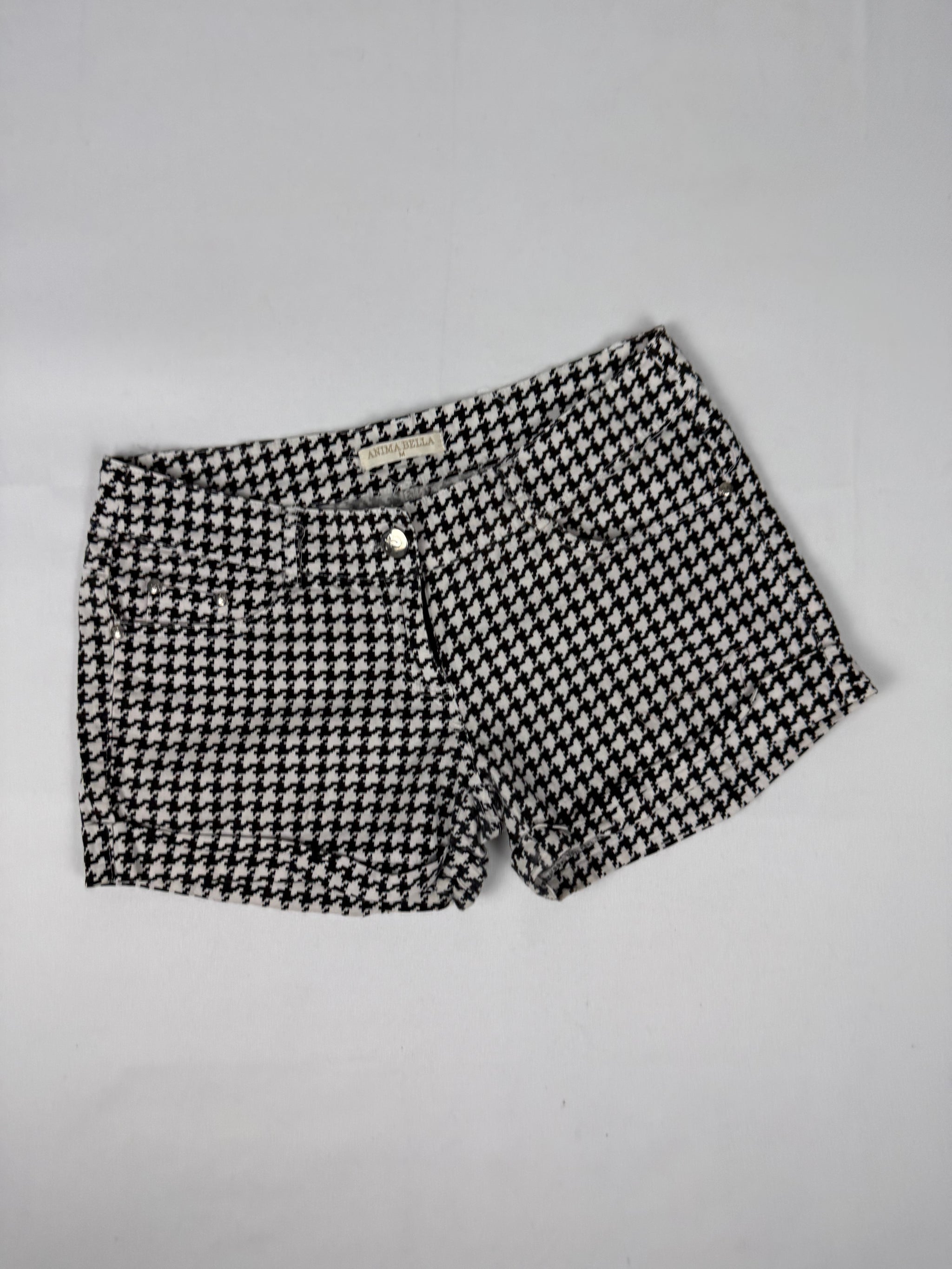 Black houndstooth low rise mini short (S/M)