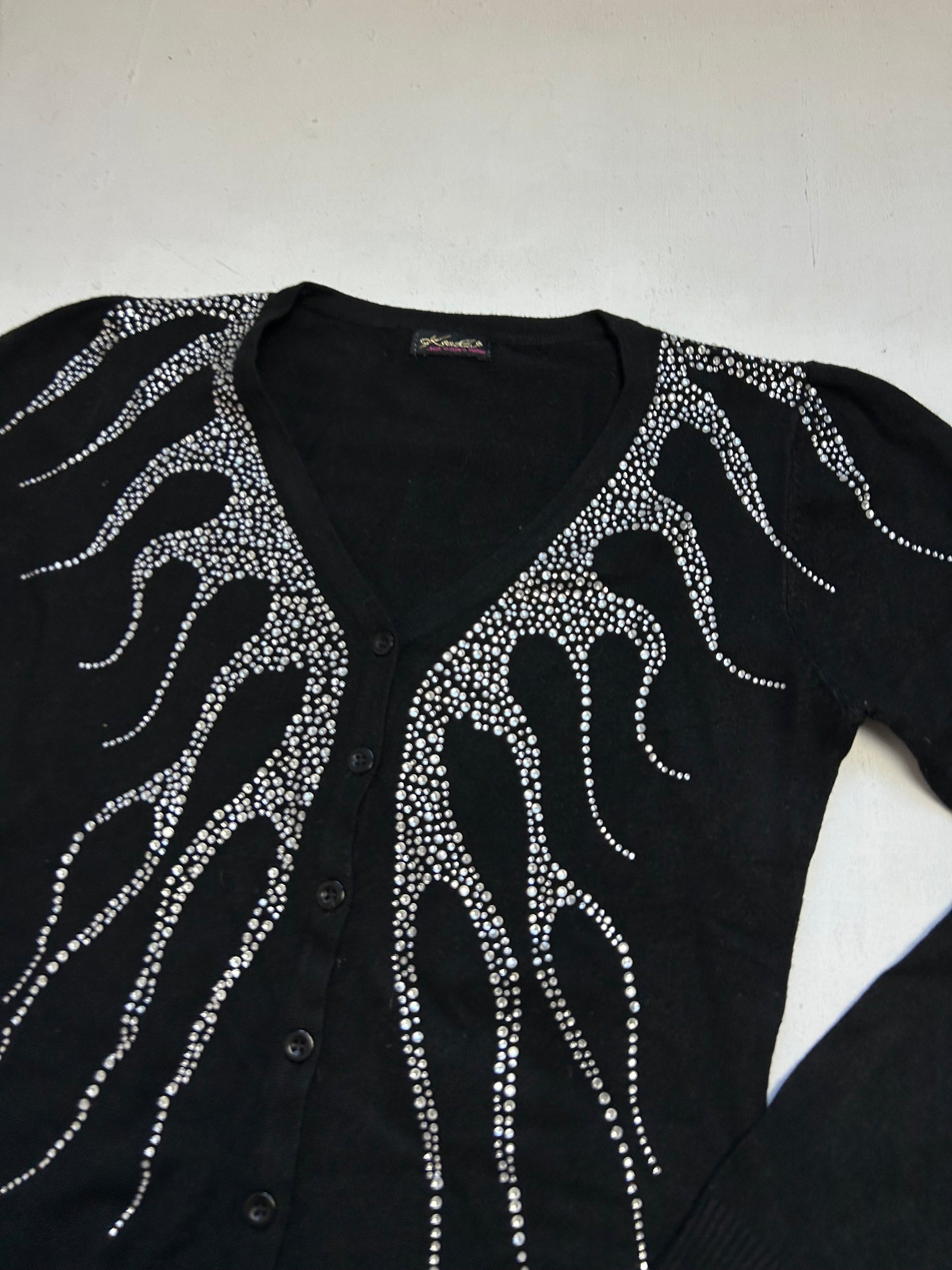 Black strass cardigan knitted jumper (S/M)