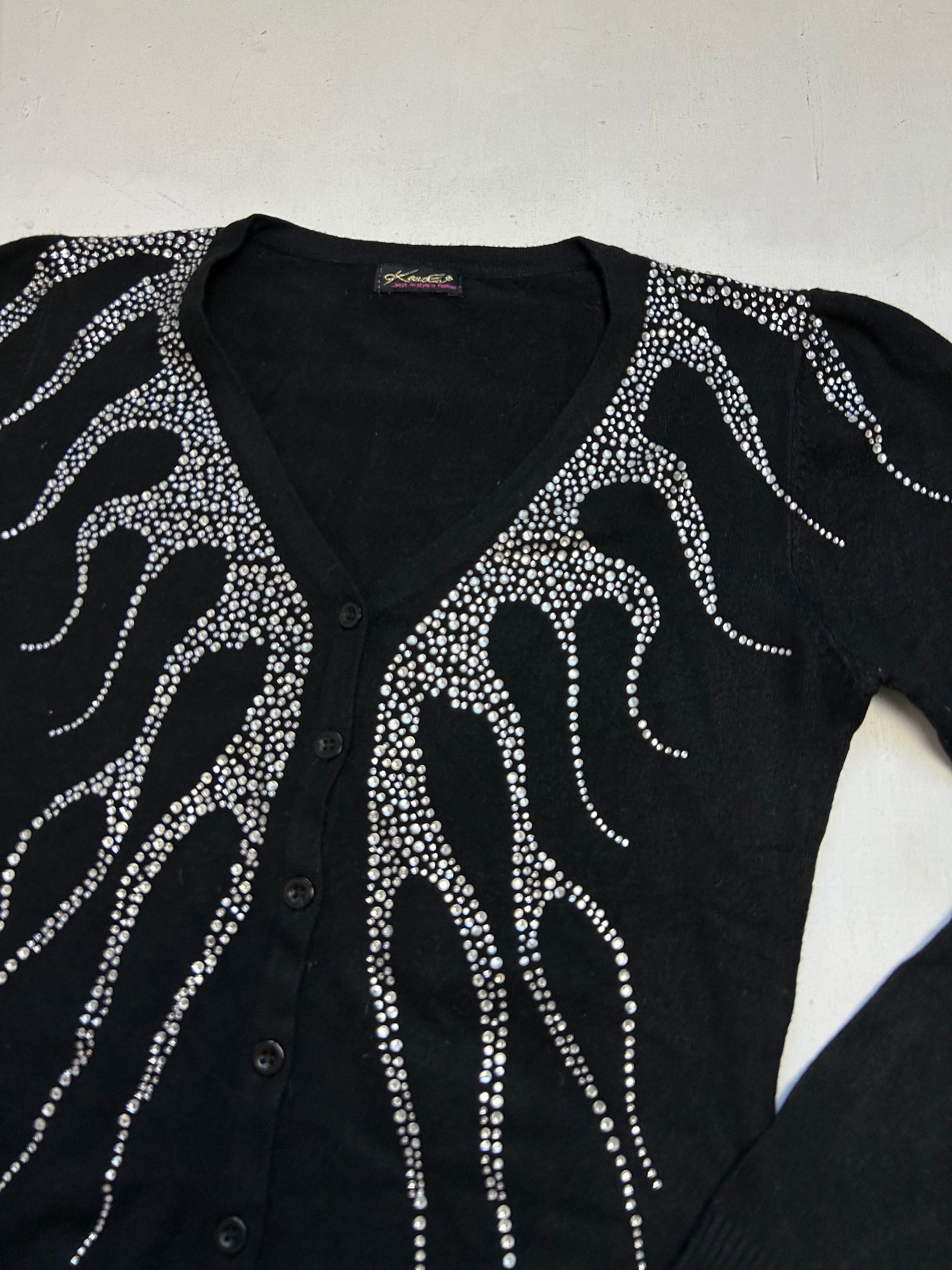 Black strass cardigan knitted jumper (S/M)