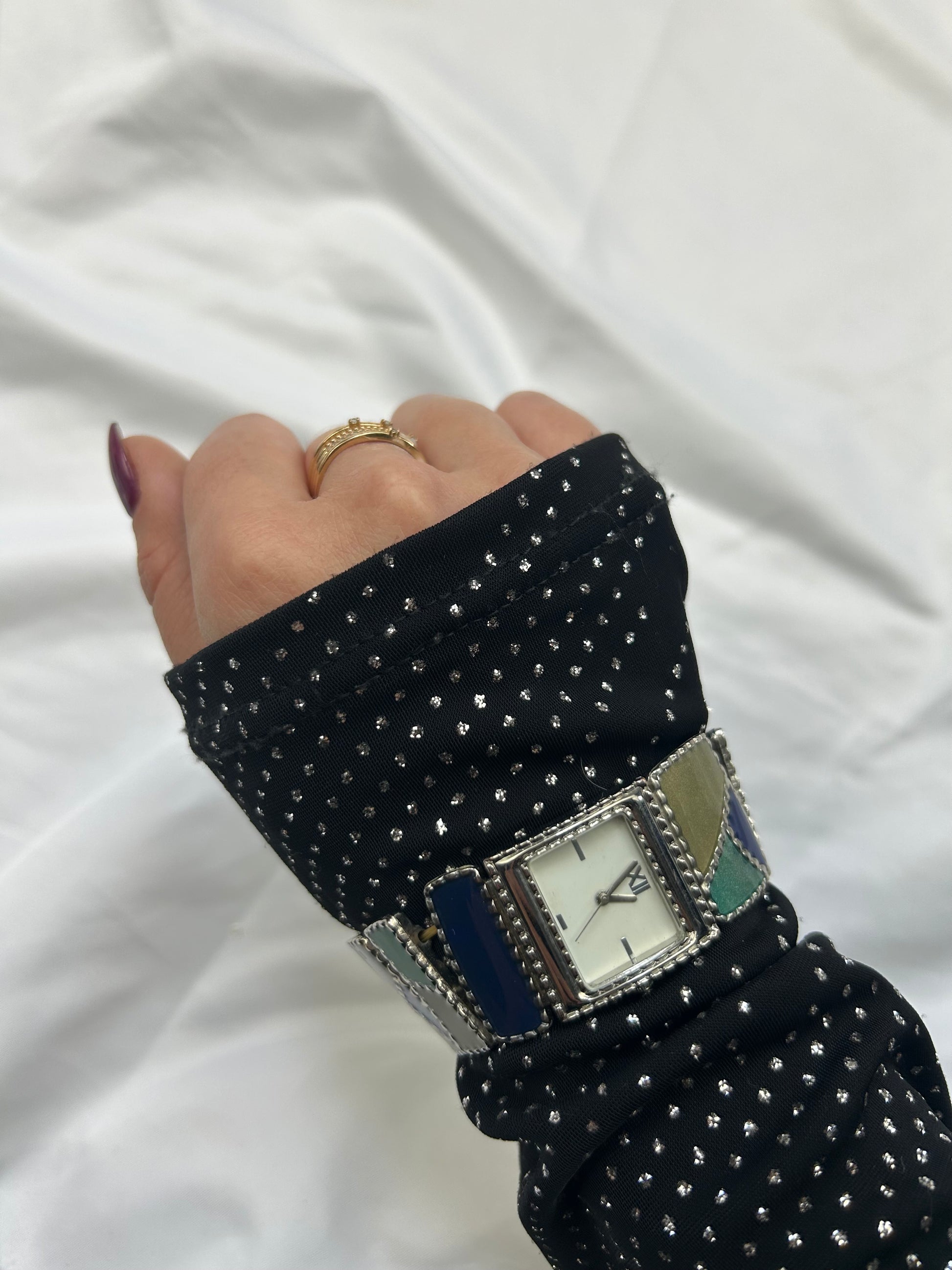 Vintage blue inox bracelet jewelry watch