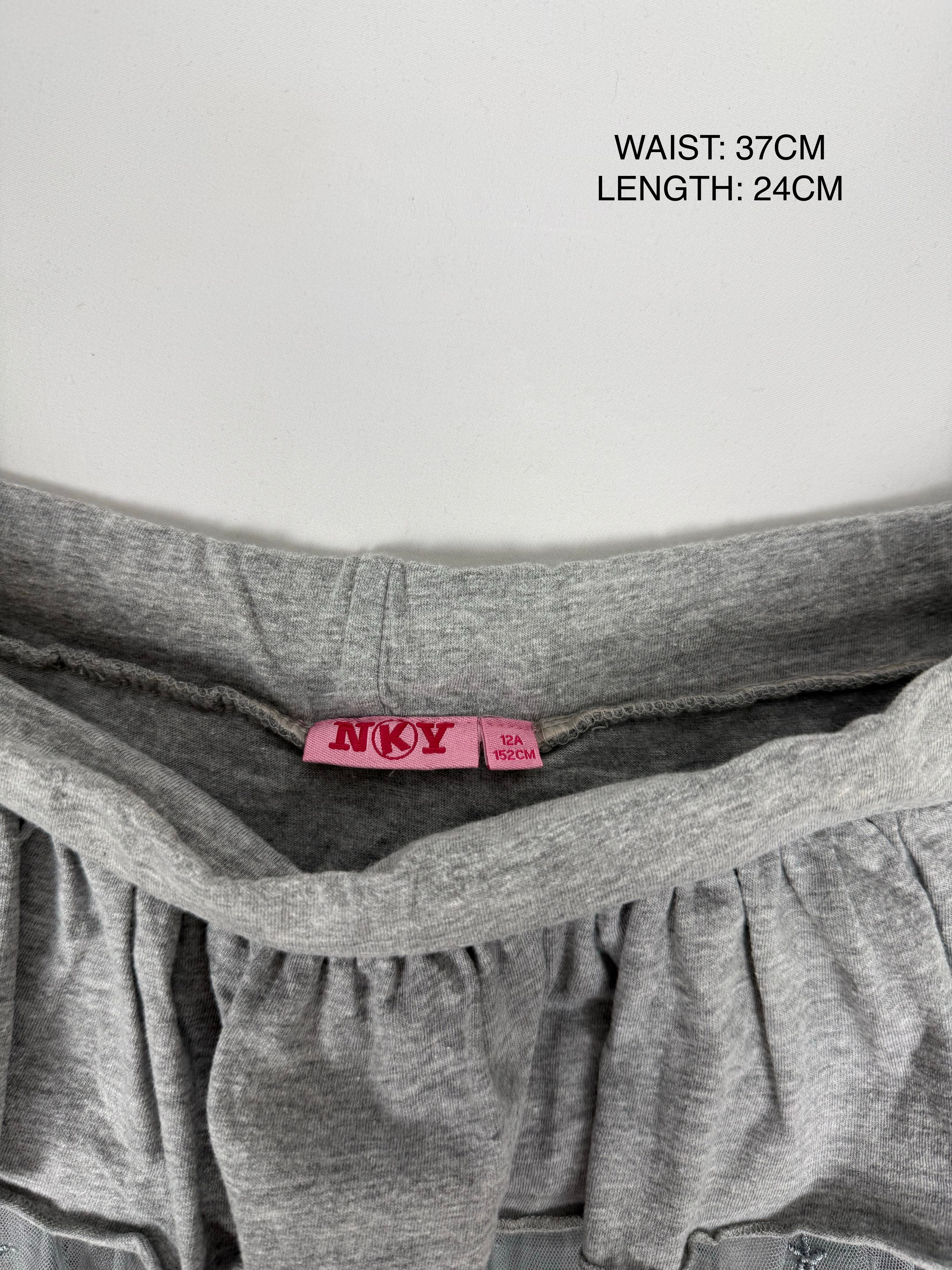 Grey pleated low rise mini skirt (S)