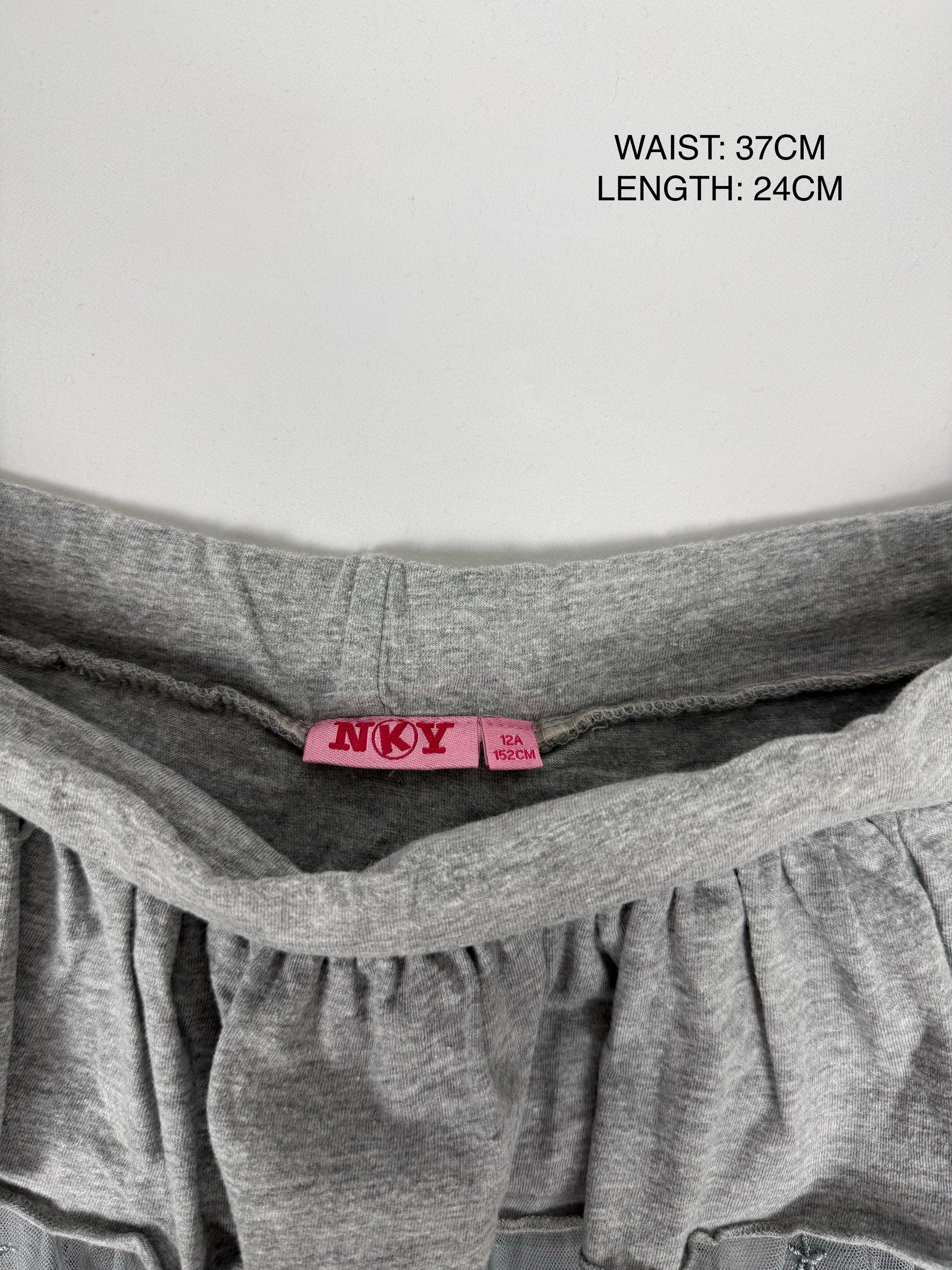 Grey pleated low rise mini skirt (S)