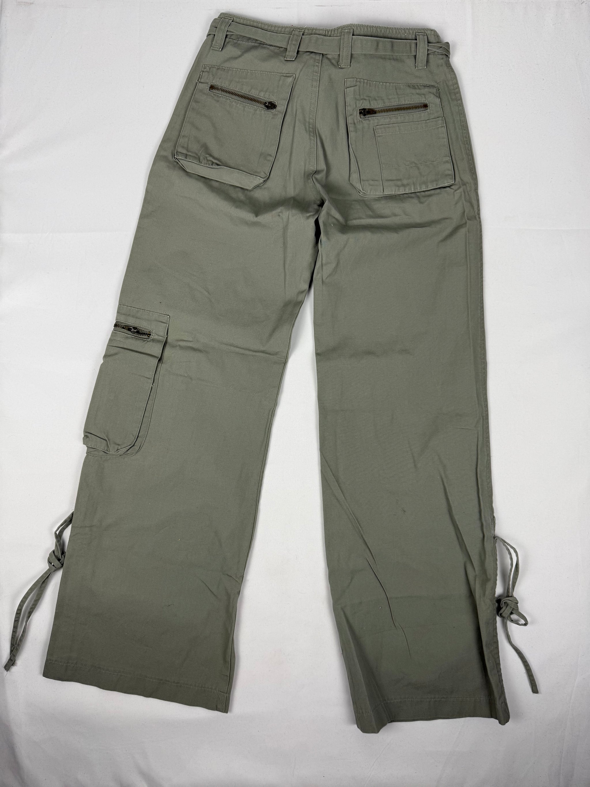 Khaki low rise cargo baggy pants (XS/S)
