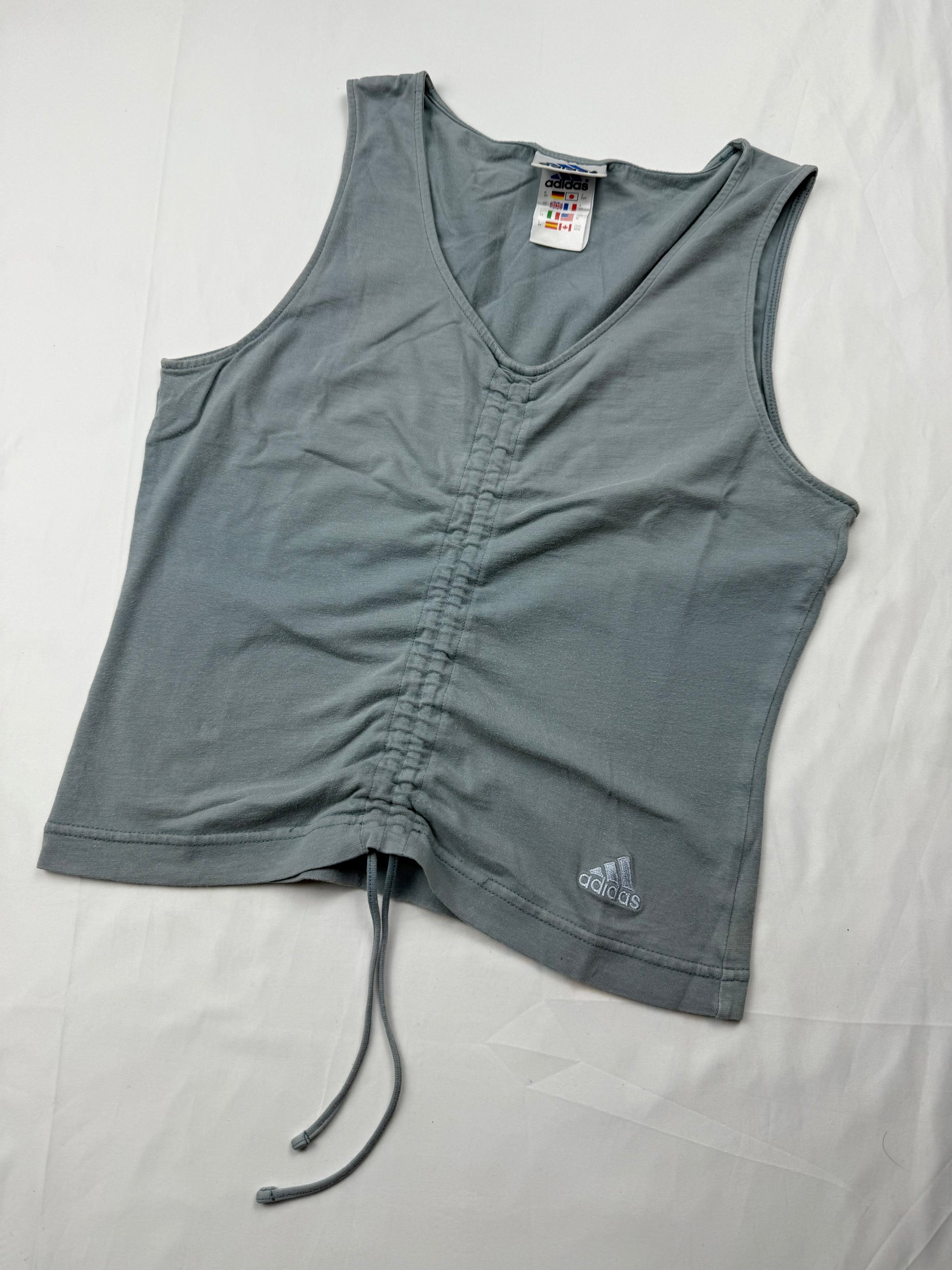 Baby blue ruched tank top (S/M)