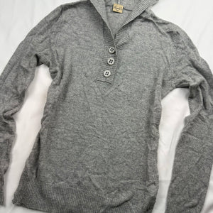 Grey real silk & cashmere tight fit hooded jumper (S/M)
