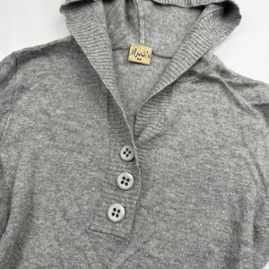 Grey real silk & cashmere tight fit hooded jumper (S/M)