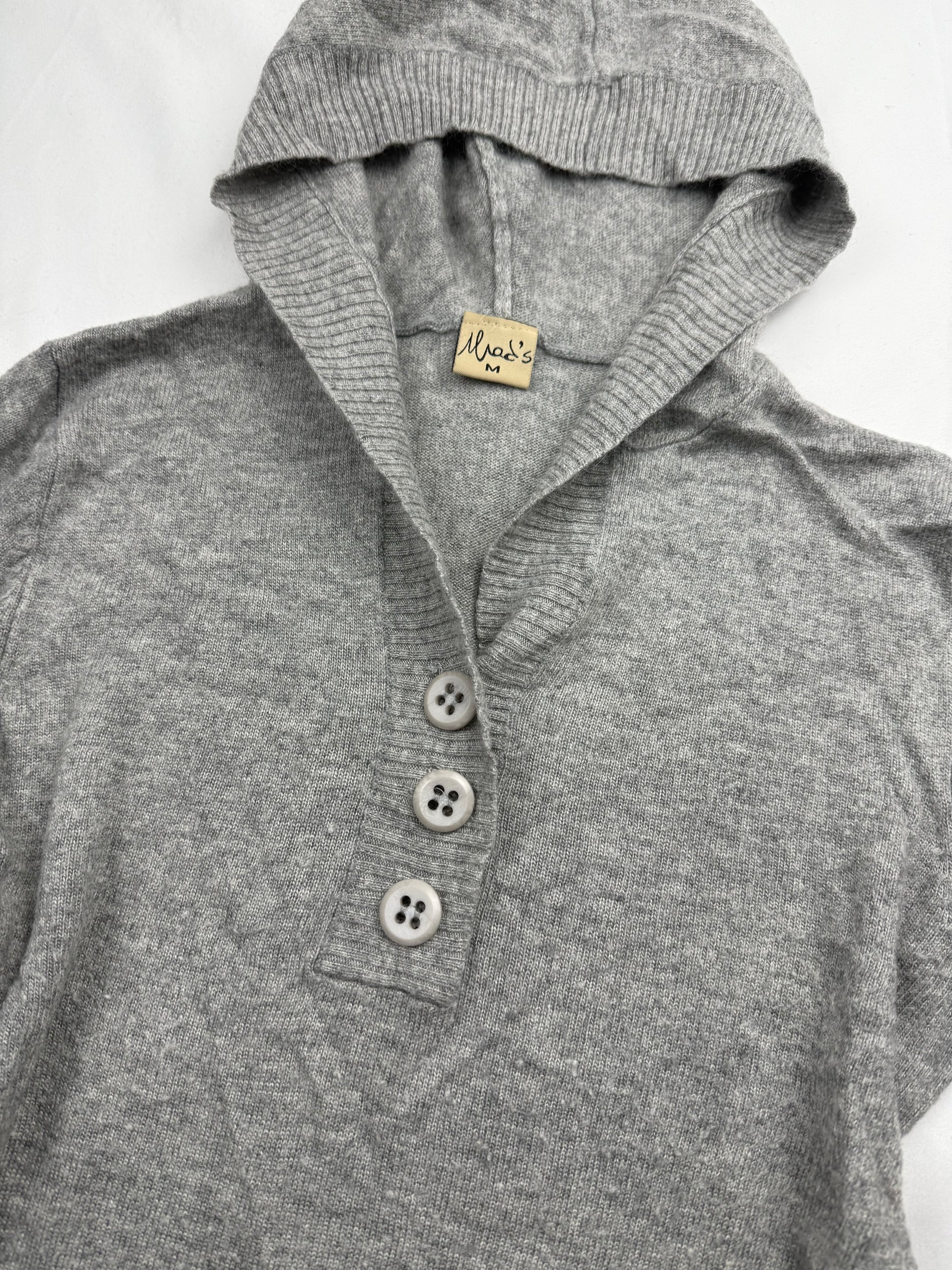 Grey real silk & cashmere tight fit hooded jumper (S/M)