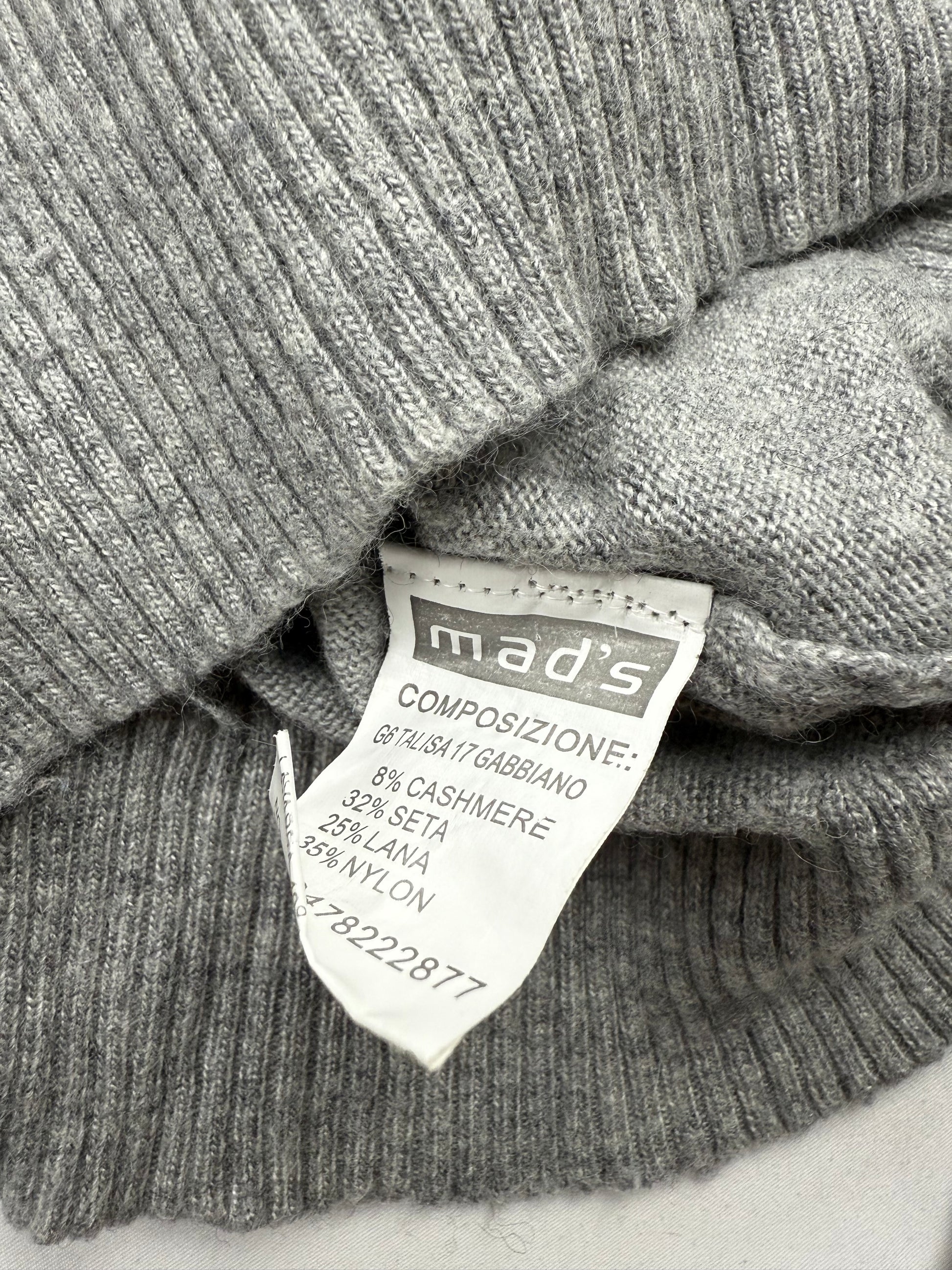 Grey real silk & cashmere tight fit hooded jumper (S/M)