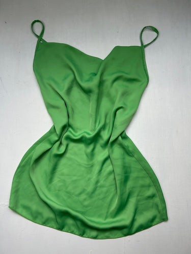 Green silky plunge neck cami  top (S/M)