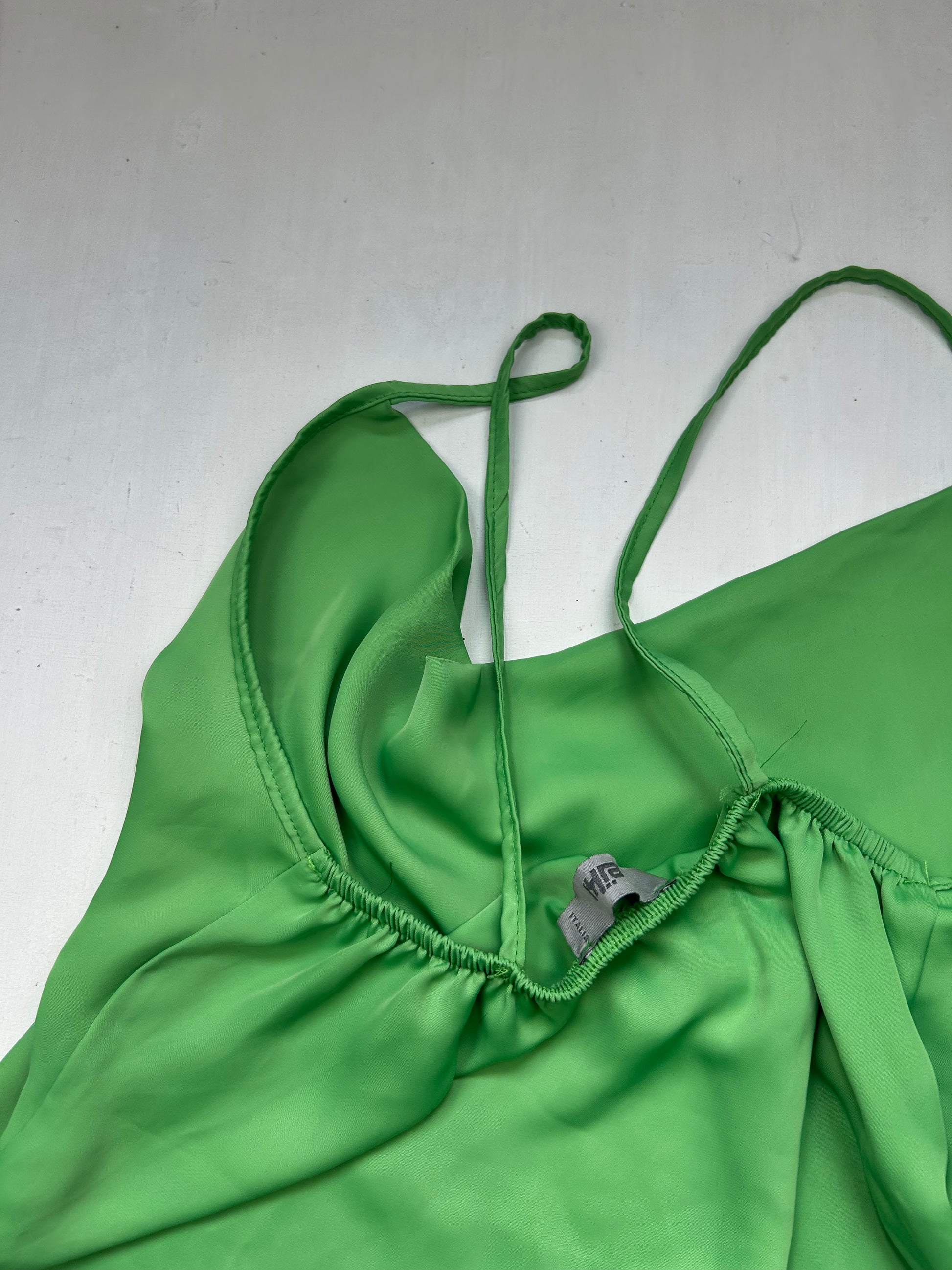Green silky plunge neck cami  top (S/M)