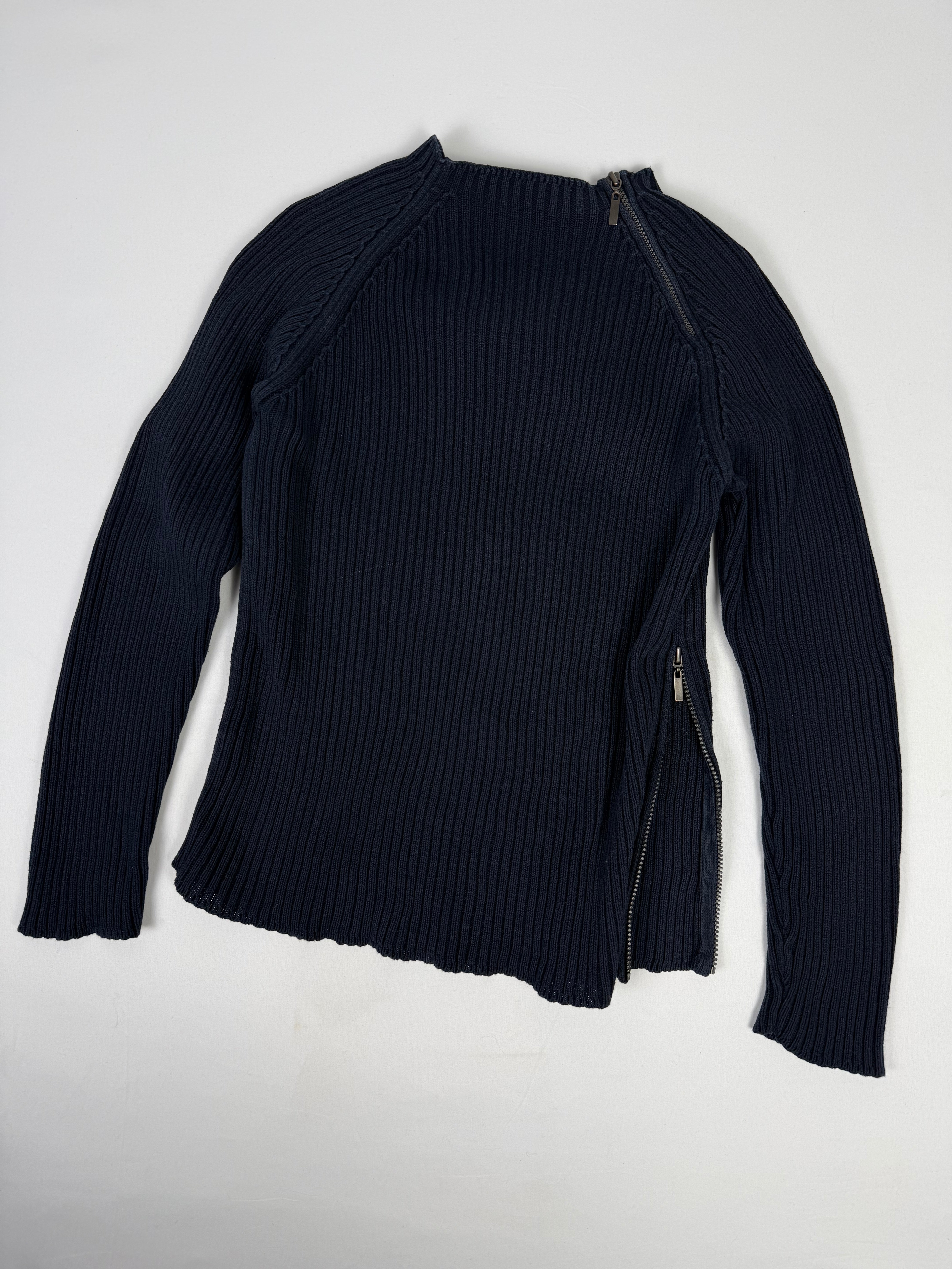 Navy ribbed zip up jumper (L)