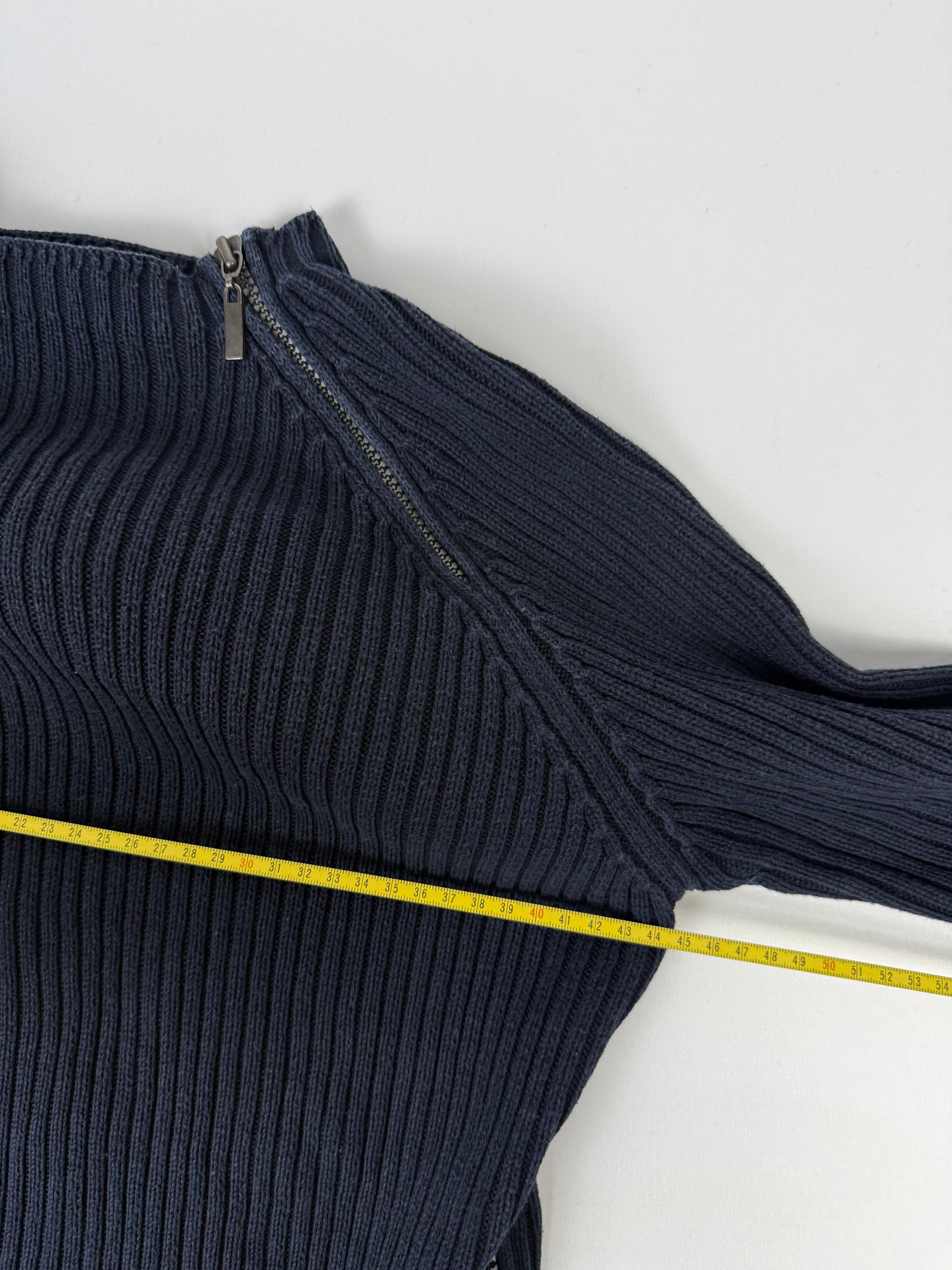Navy ribbed zip up jumper (L)