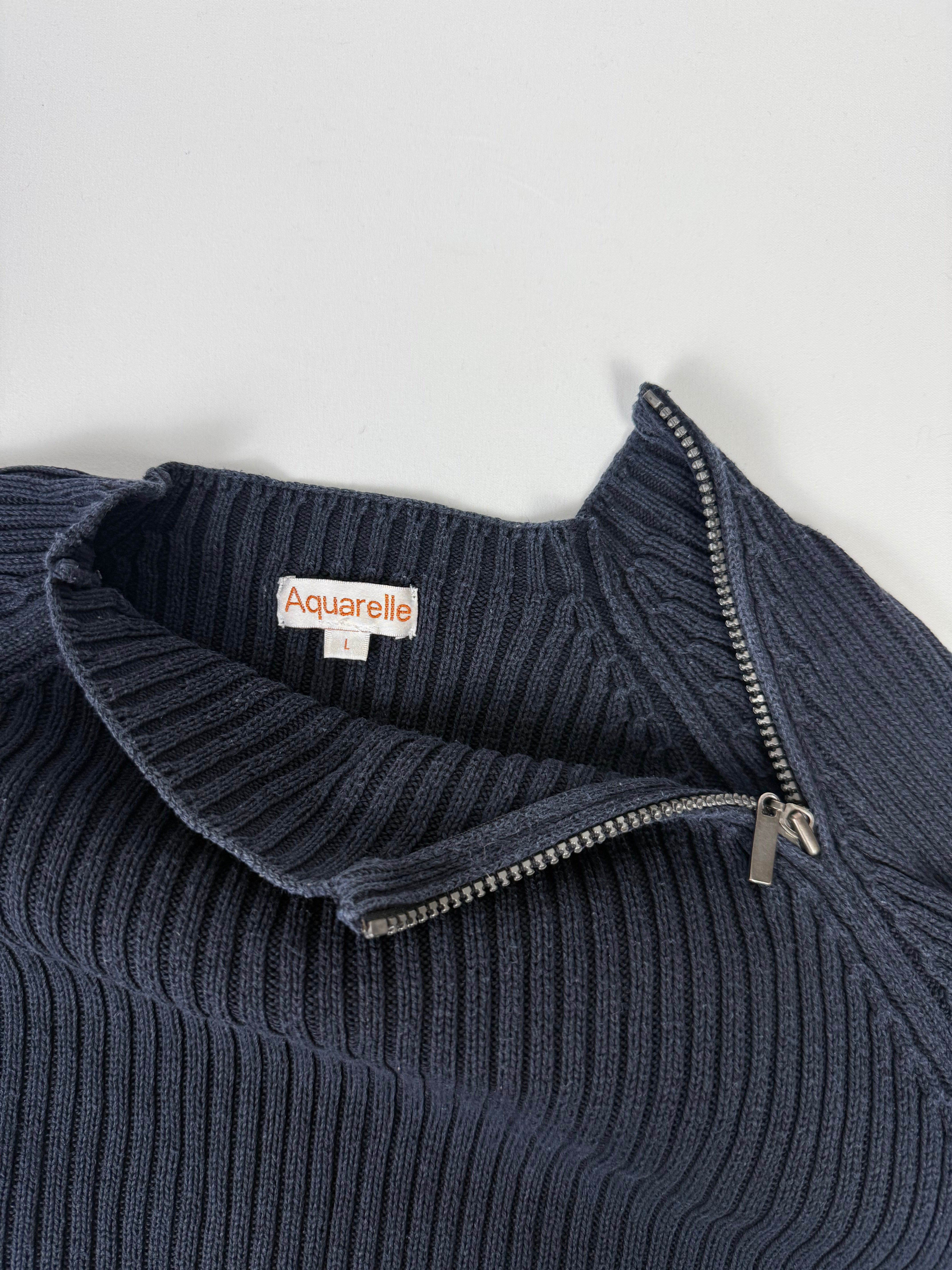 Navy ribbed zip up jumper (L)