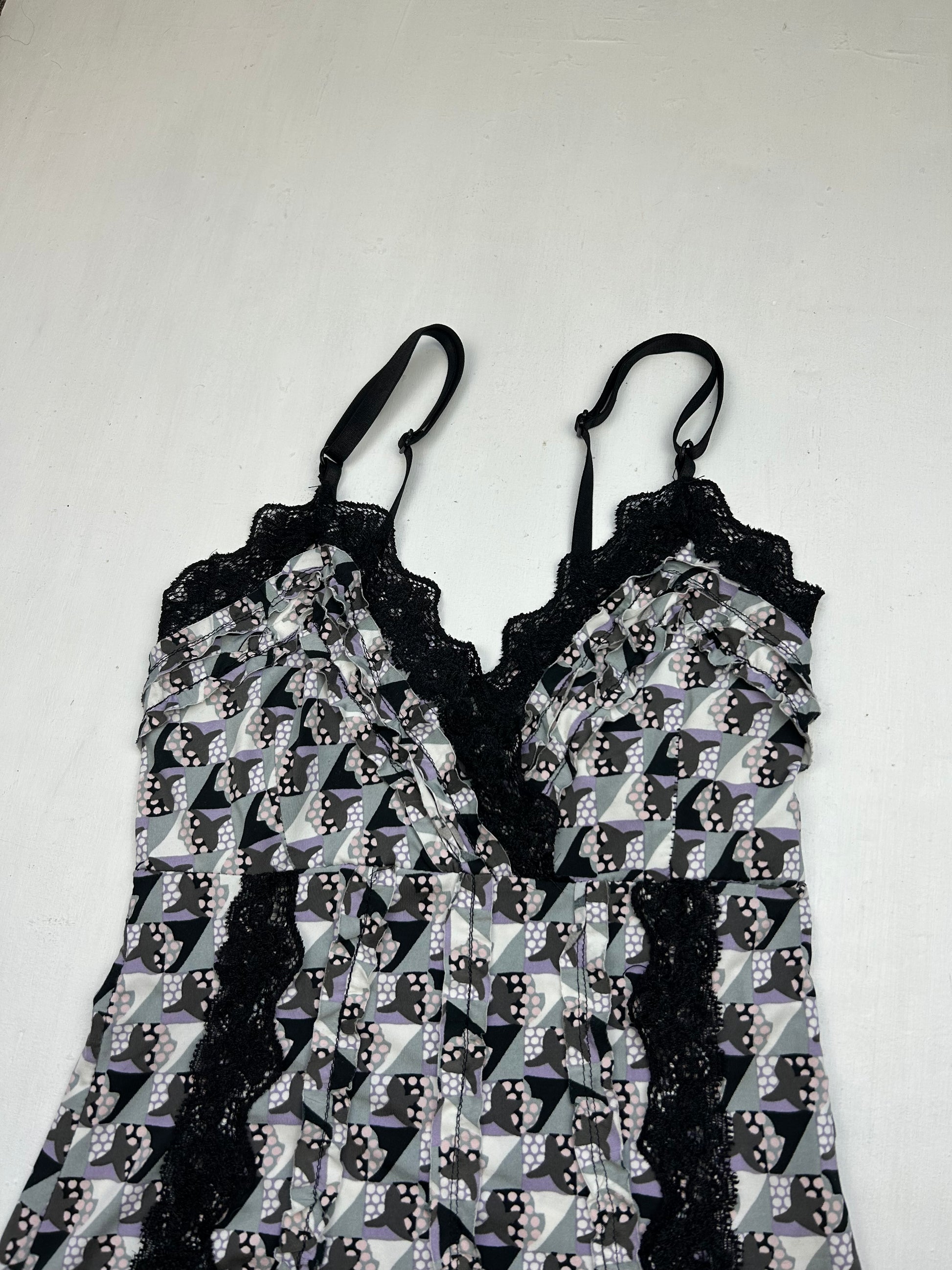 Grey lace  babydoll cami top (S)