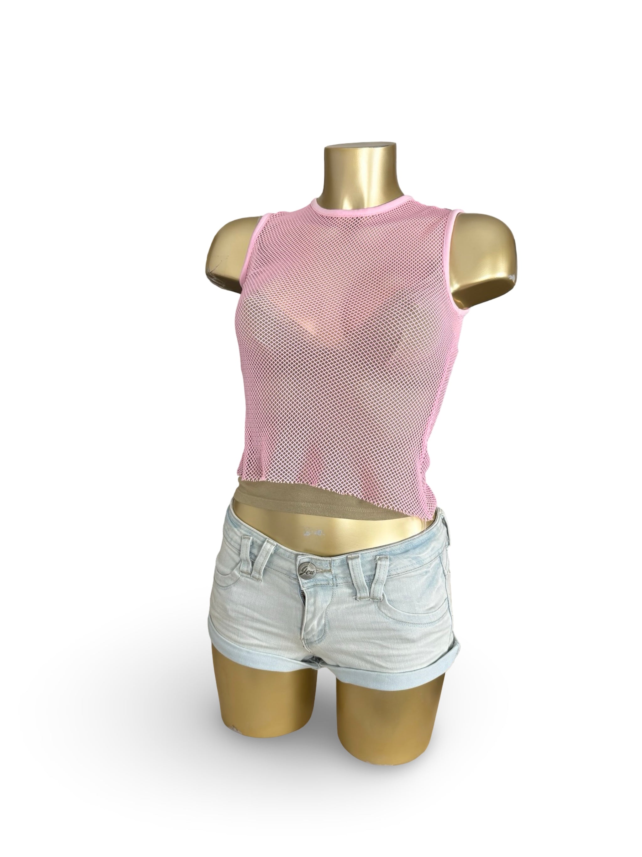 Baby pink fishnet top (S)