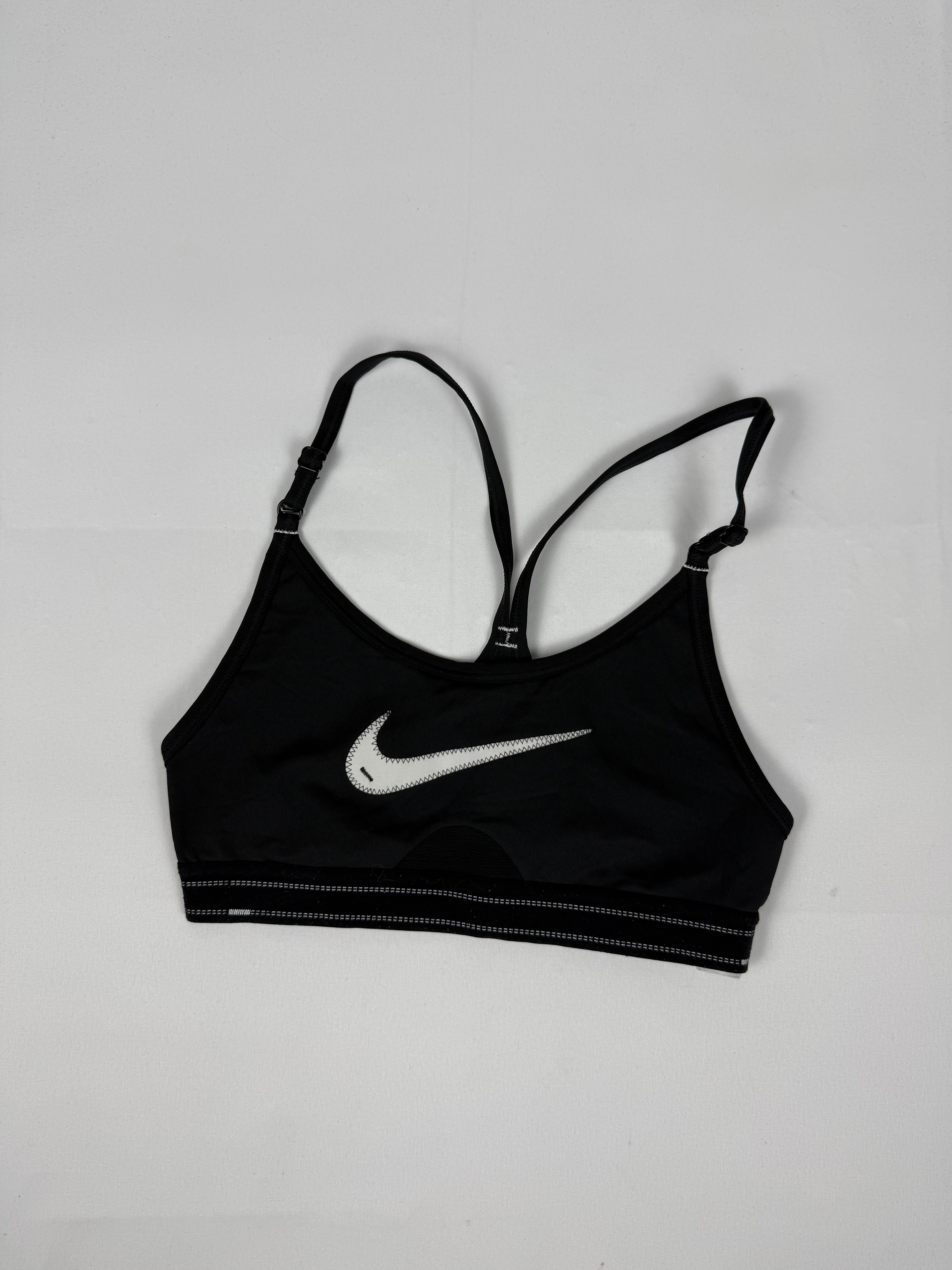 Black swoosh logo activewear bra (XS)