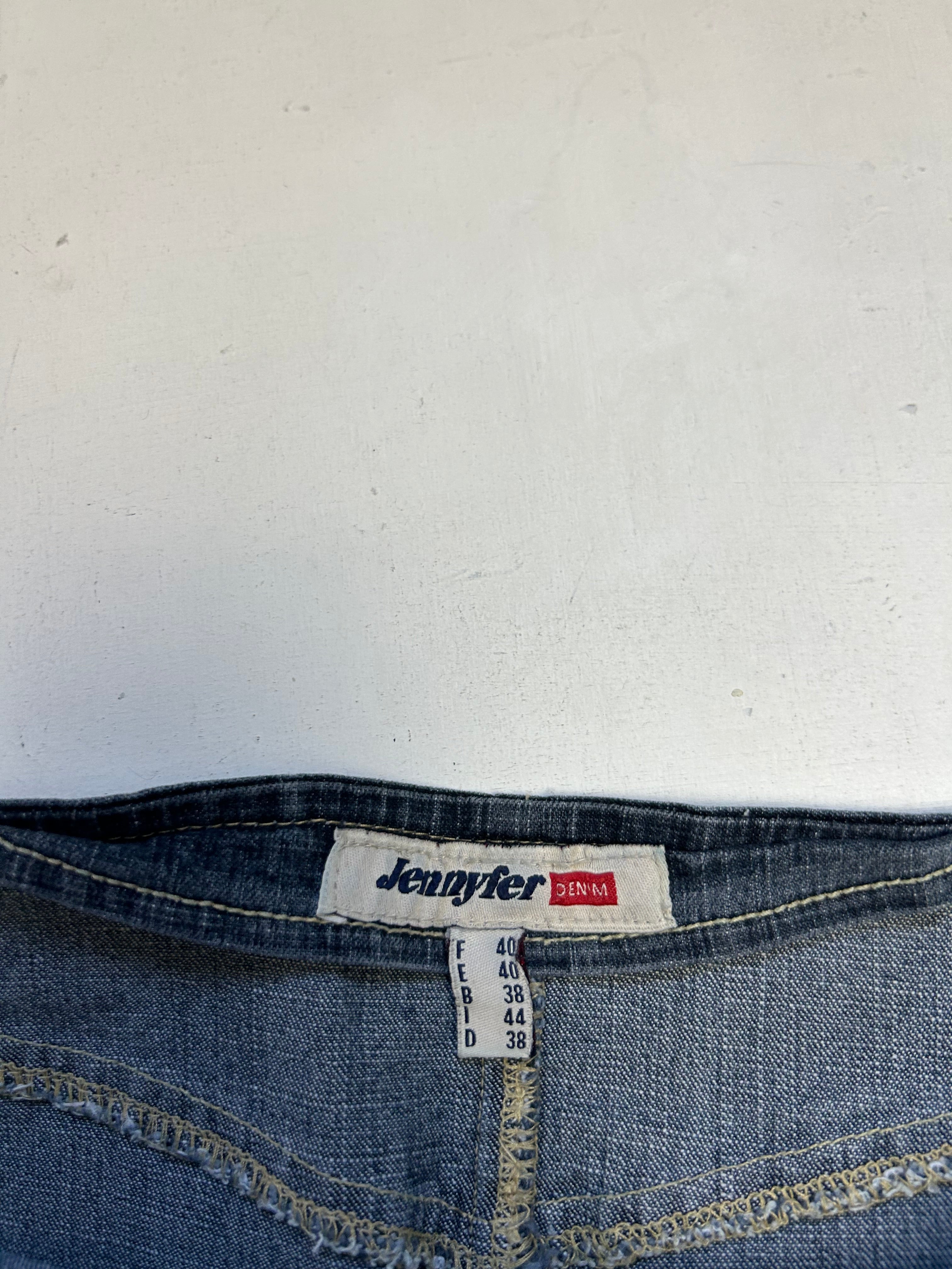 Blue denim low rise maxi skirt (S)