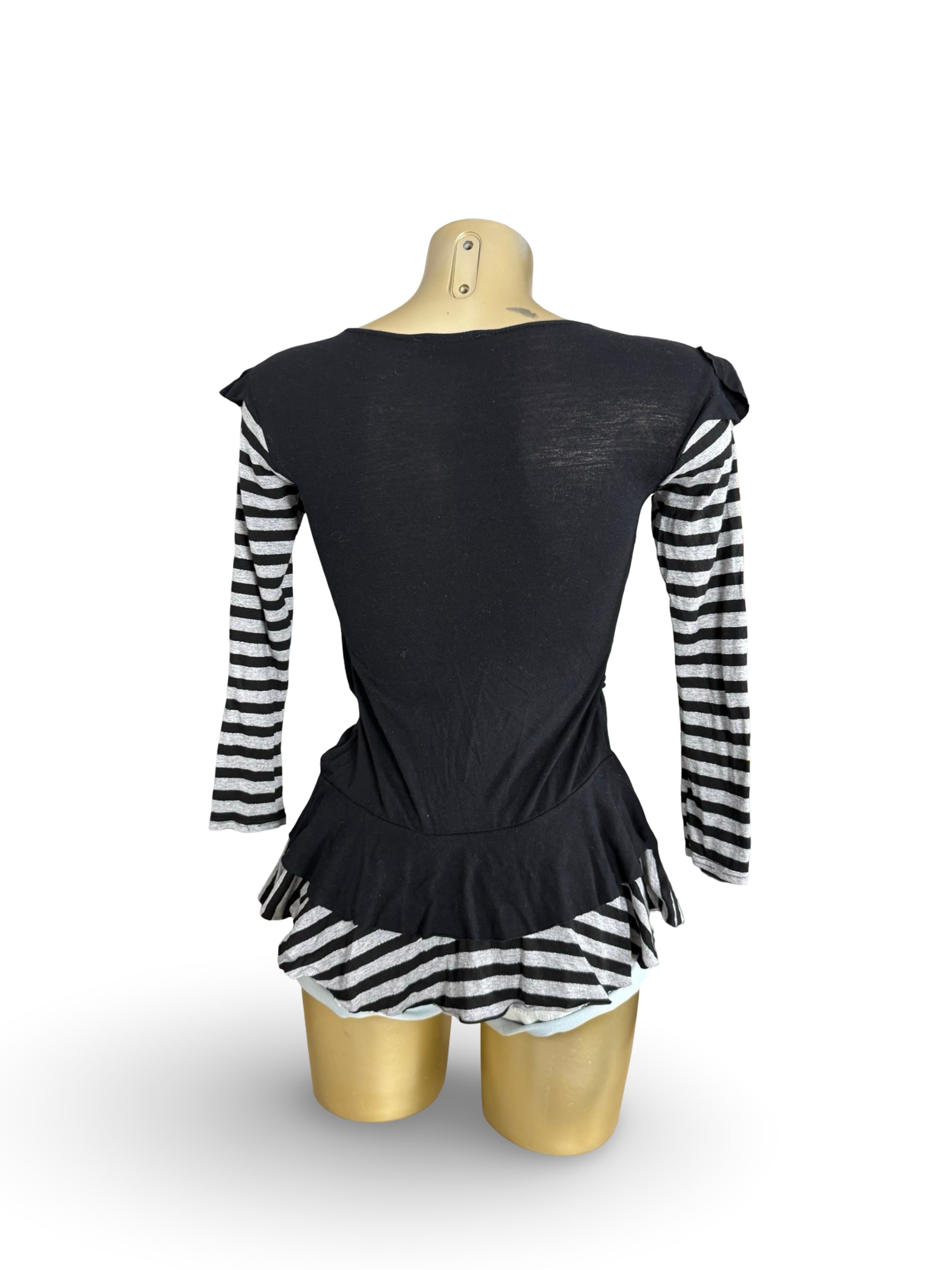 Black striped 2 in 1 long sleeves top (S)
