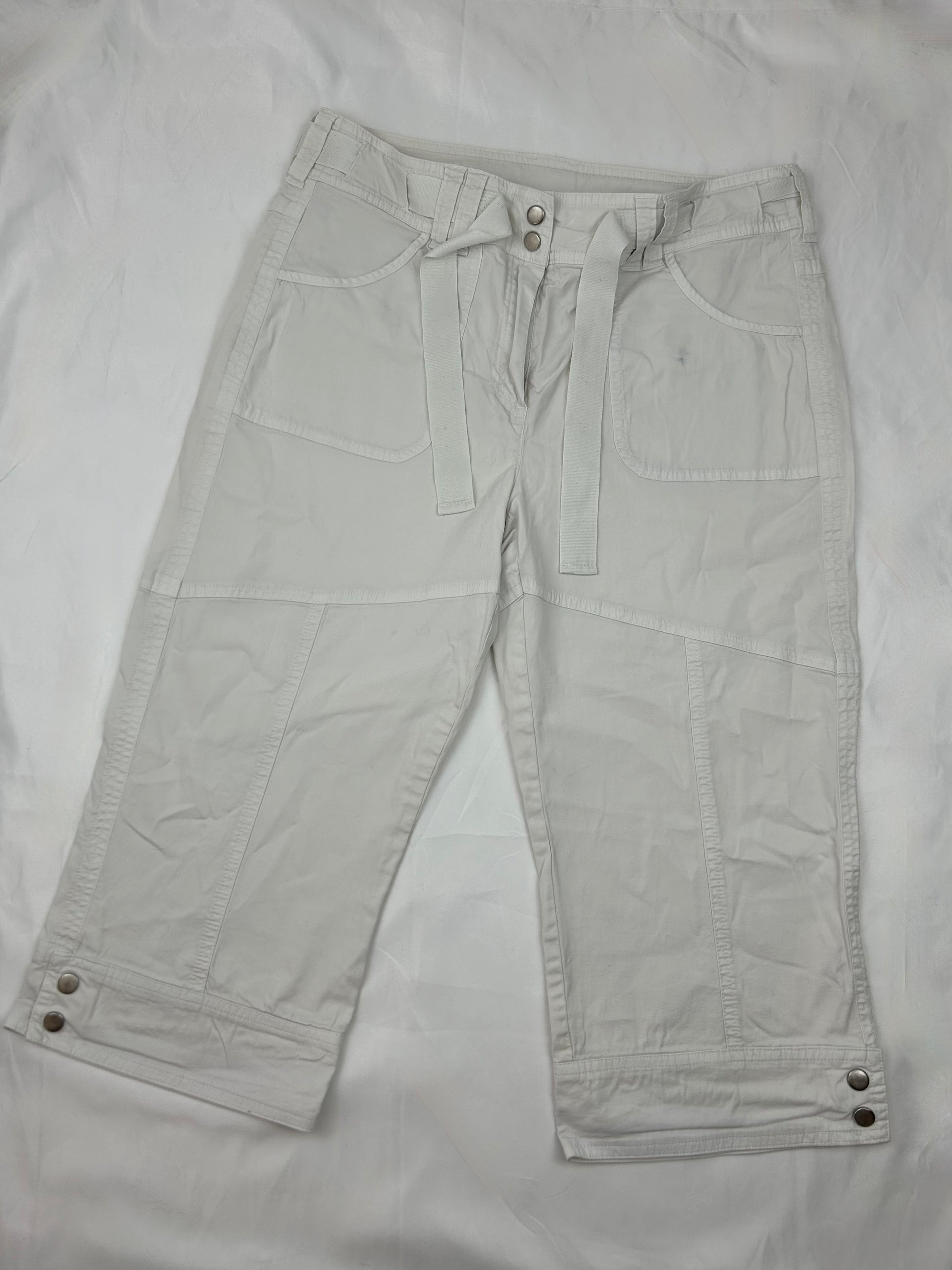 White low rise cotton utility capri pants (S)