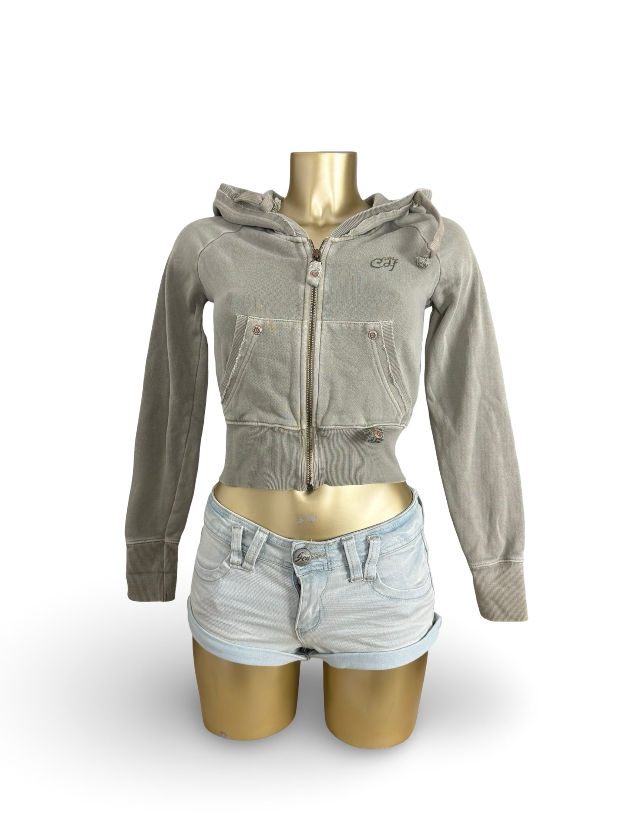 Khaki zip up hoodie (S)