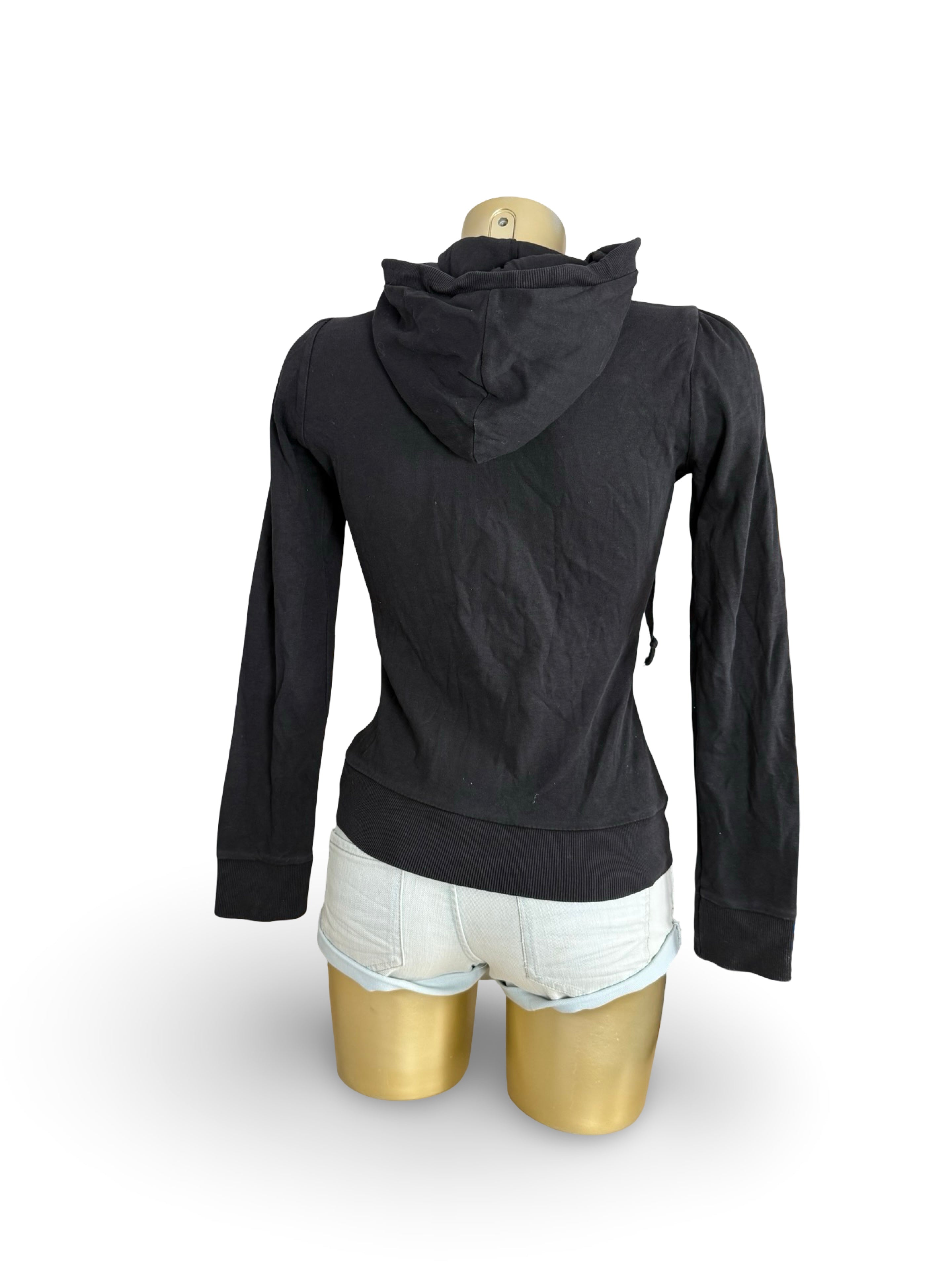 Black zip up cotton hoodie (S)