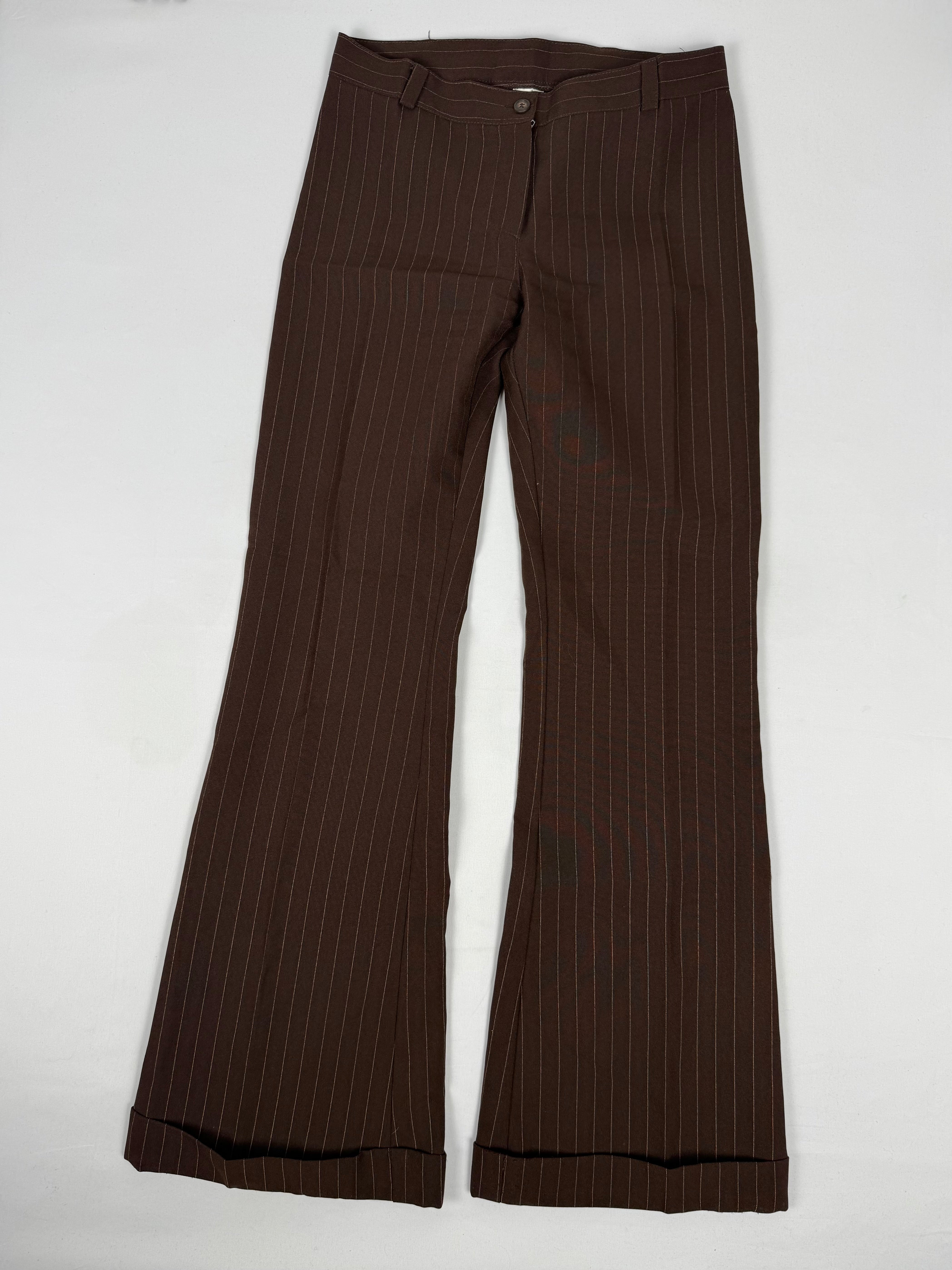 Brown striped office pants (S)