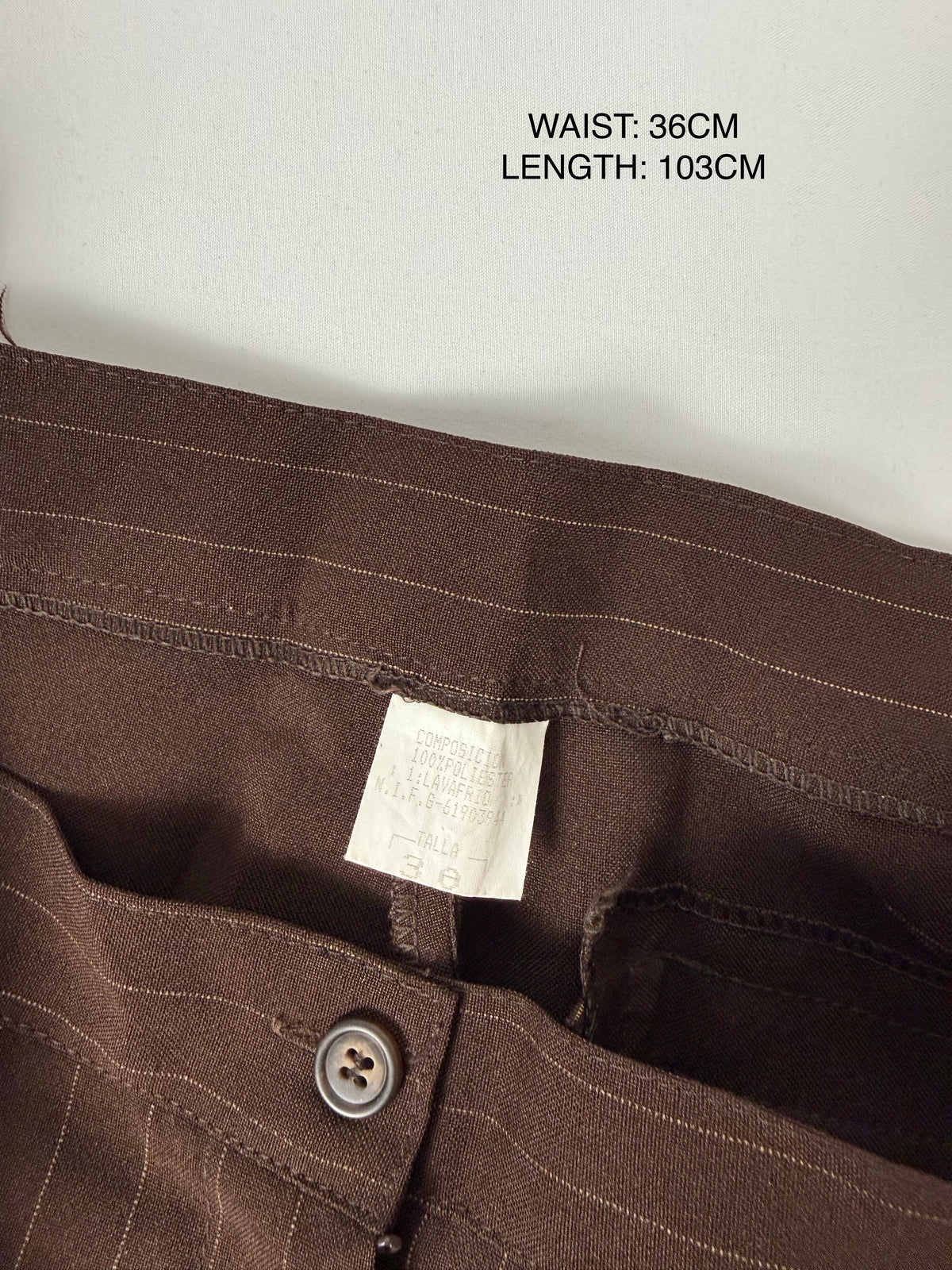 Brown striped office pants (S)