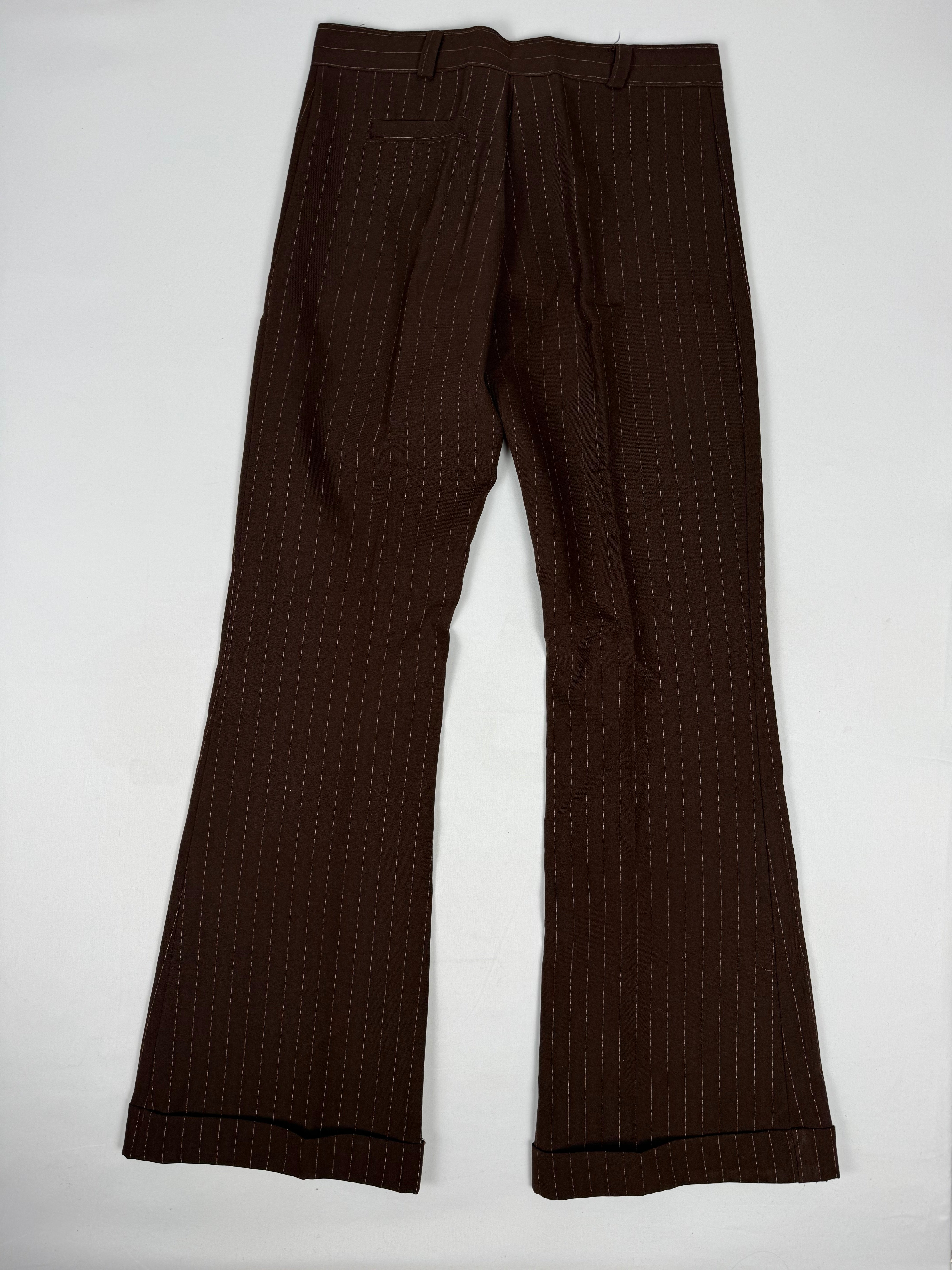 Brown striped office pants (S)