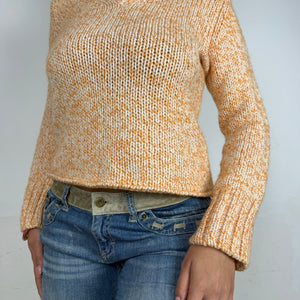 Beige knitted warm jumper (S)