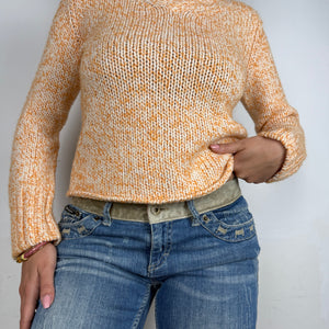Beige knitted warm jumper (S)