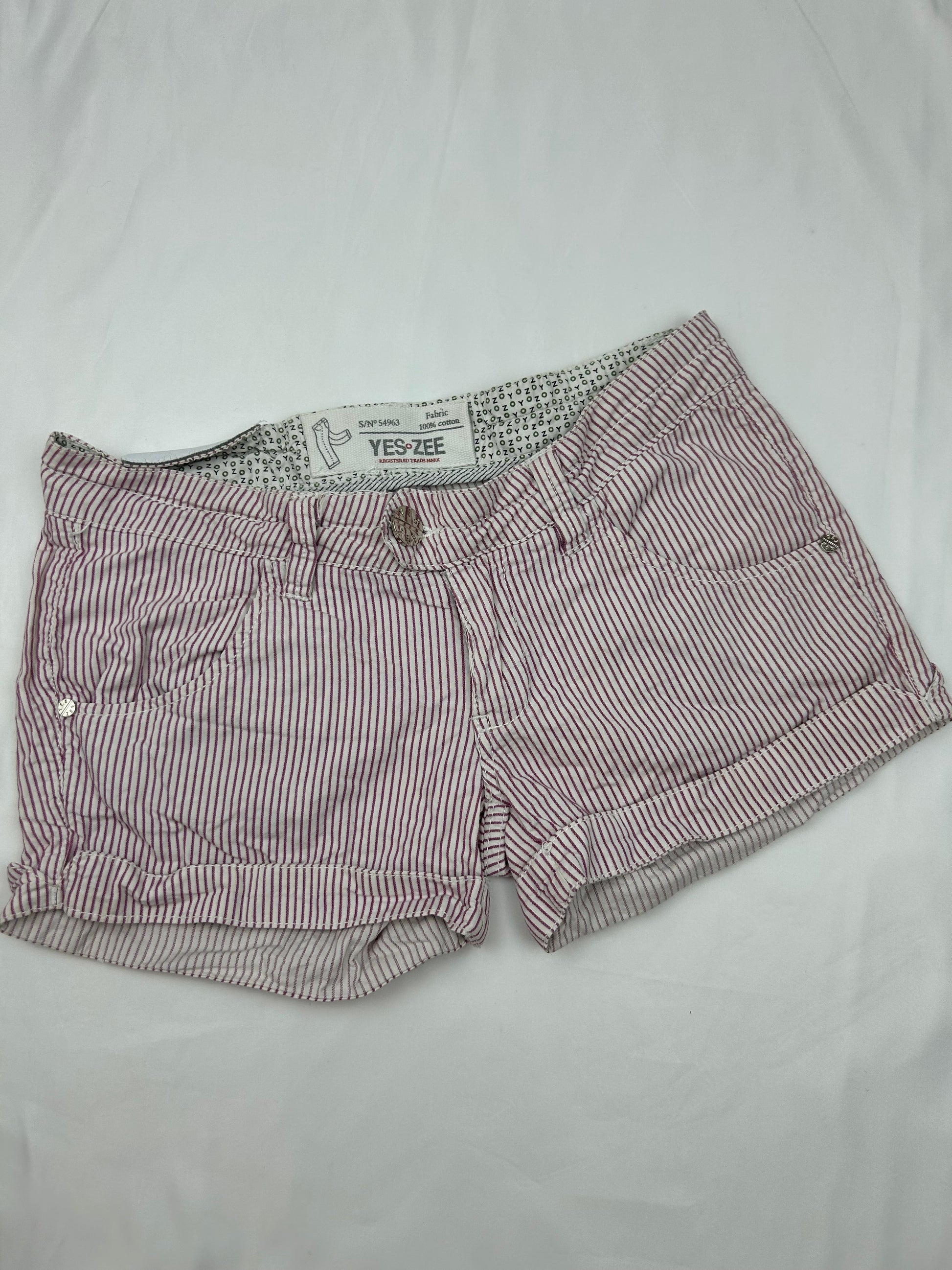 Red striped cotton low rise mini short (XS)