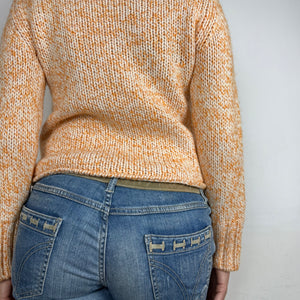 Beige knitted warm jumper (S)