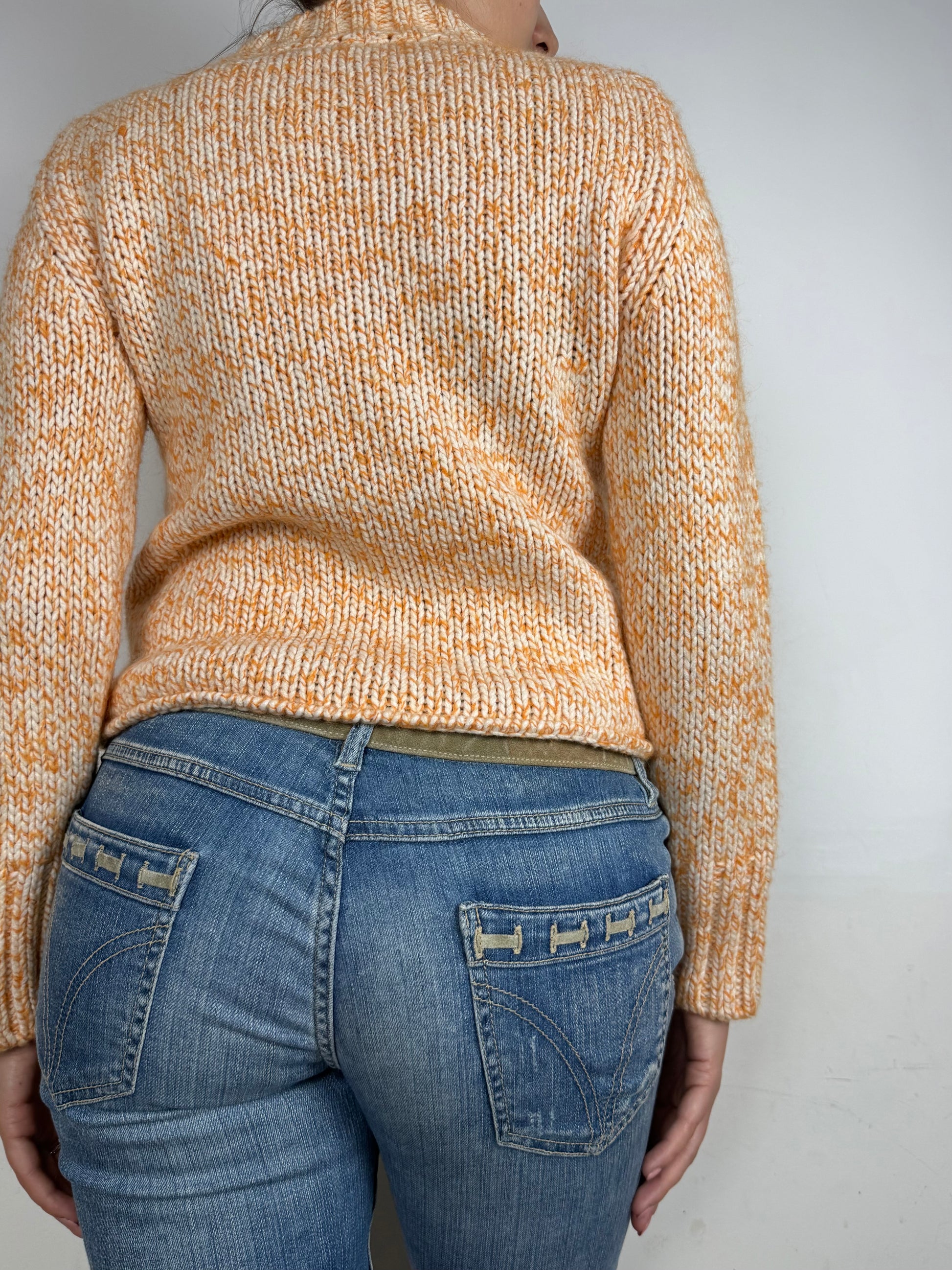 Beige knitted warm jumper (S)