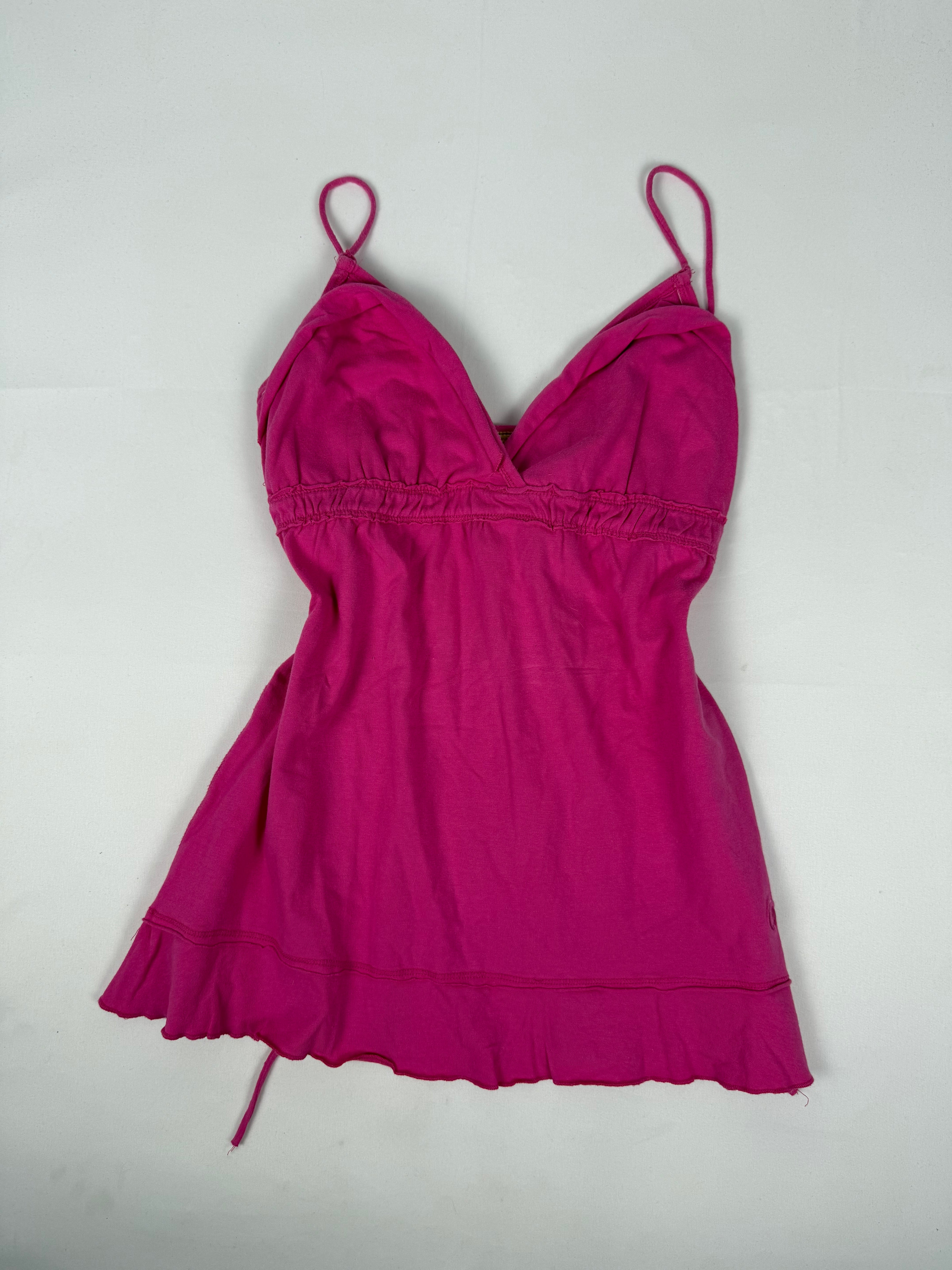 Pink 100% cotton tie up top (M)