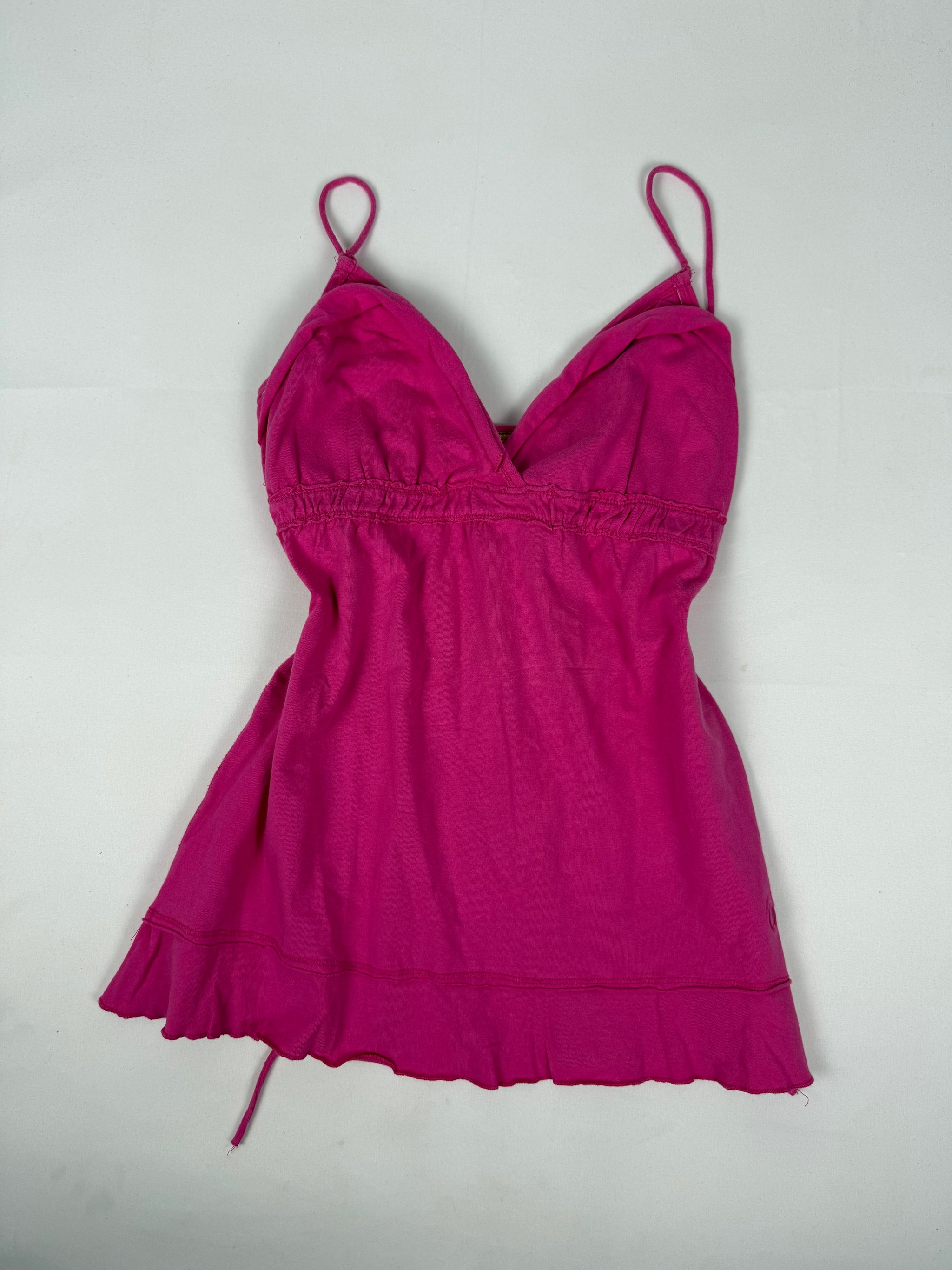 Pink 100% cotton tie up top (M)