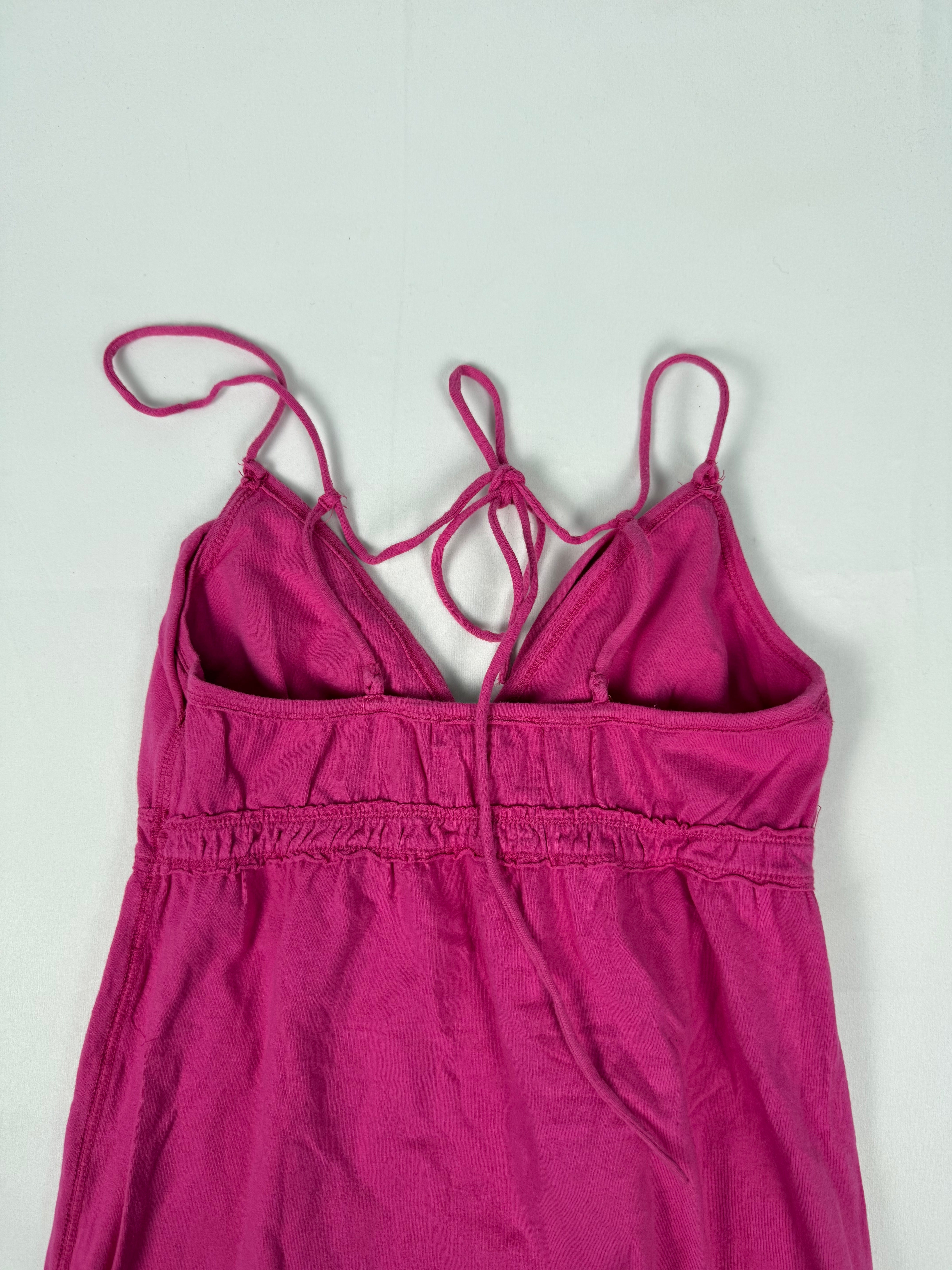Pink 100% cotton tie up top (M)