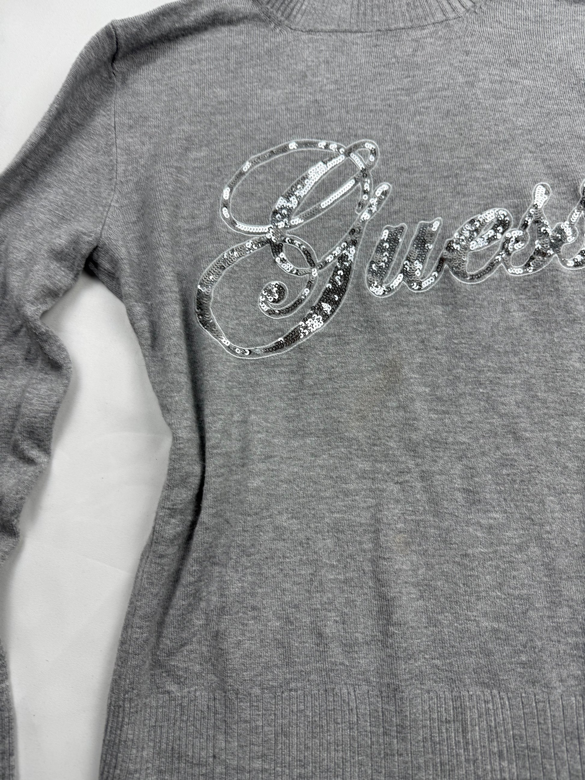 Grey logo tight fit turtleneck jumper (M)