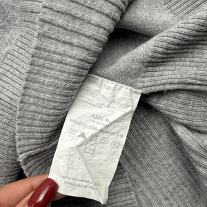 Grey logo tight fit turtleneck jumper (M)