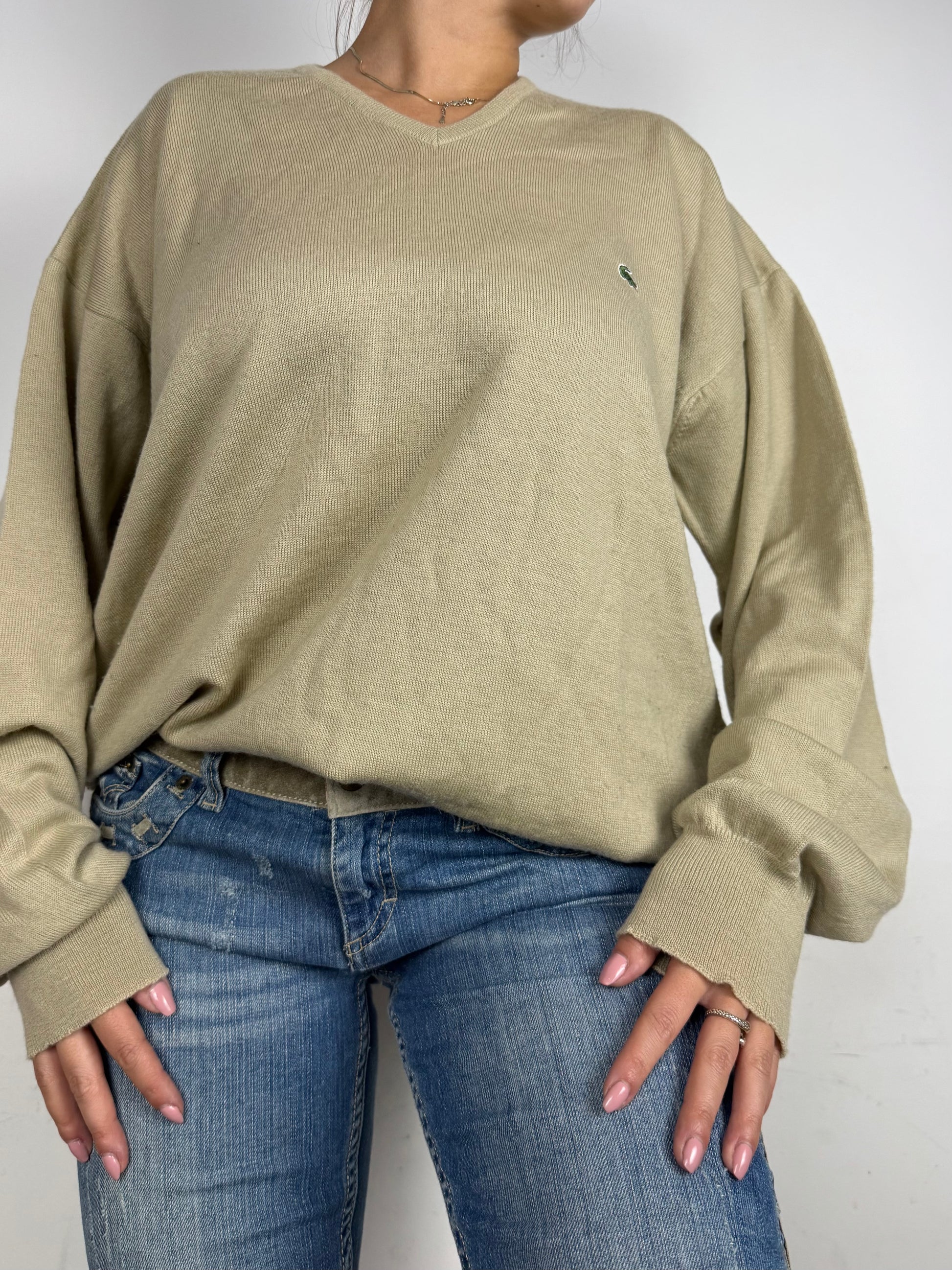 Beige oversized 90s knitted jumper  (XXL)