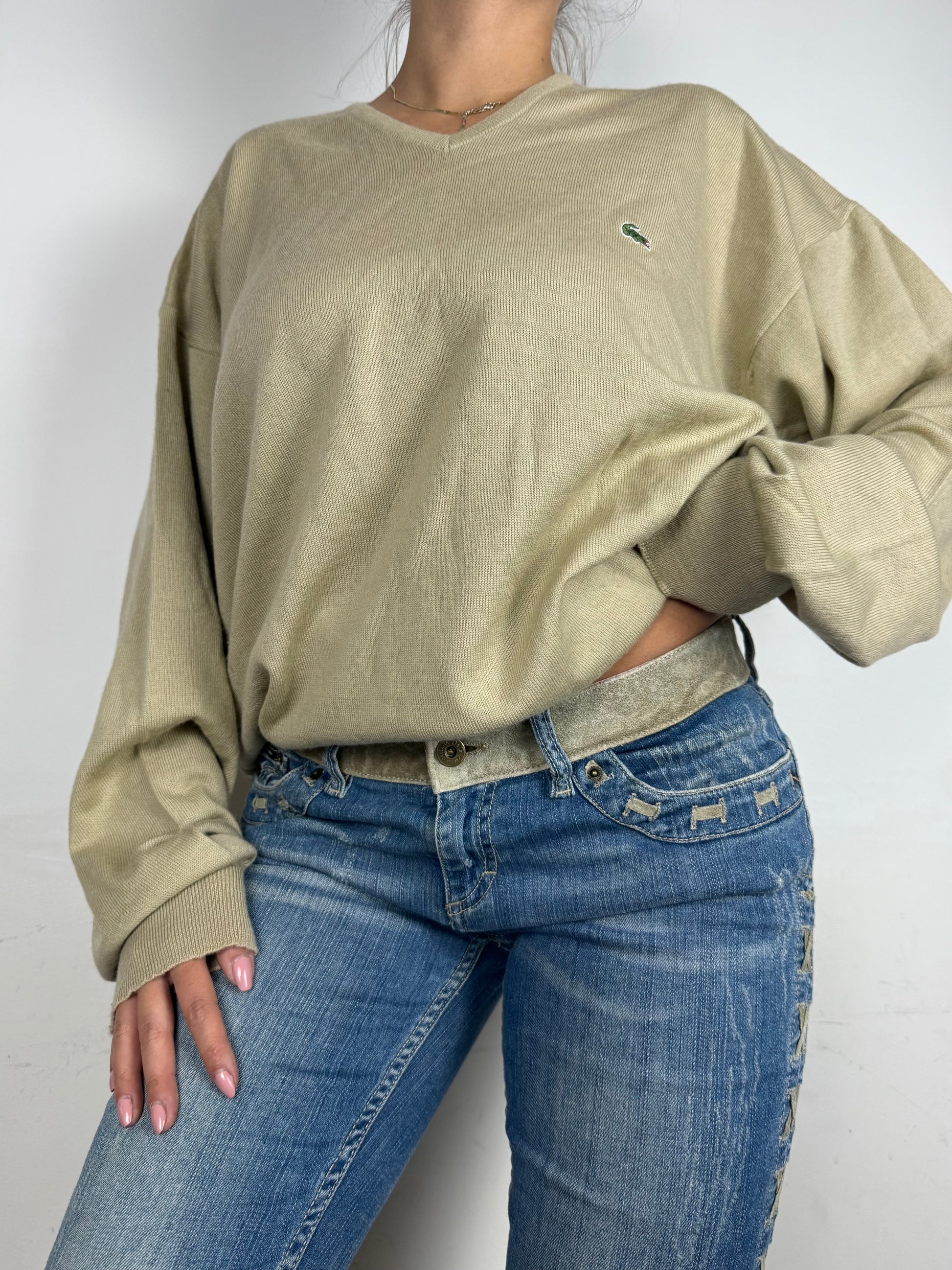 Beige oversized 90s knitted jumper  (XXL)