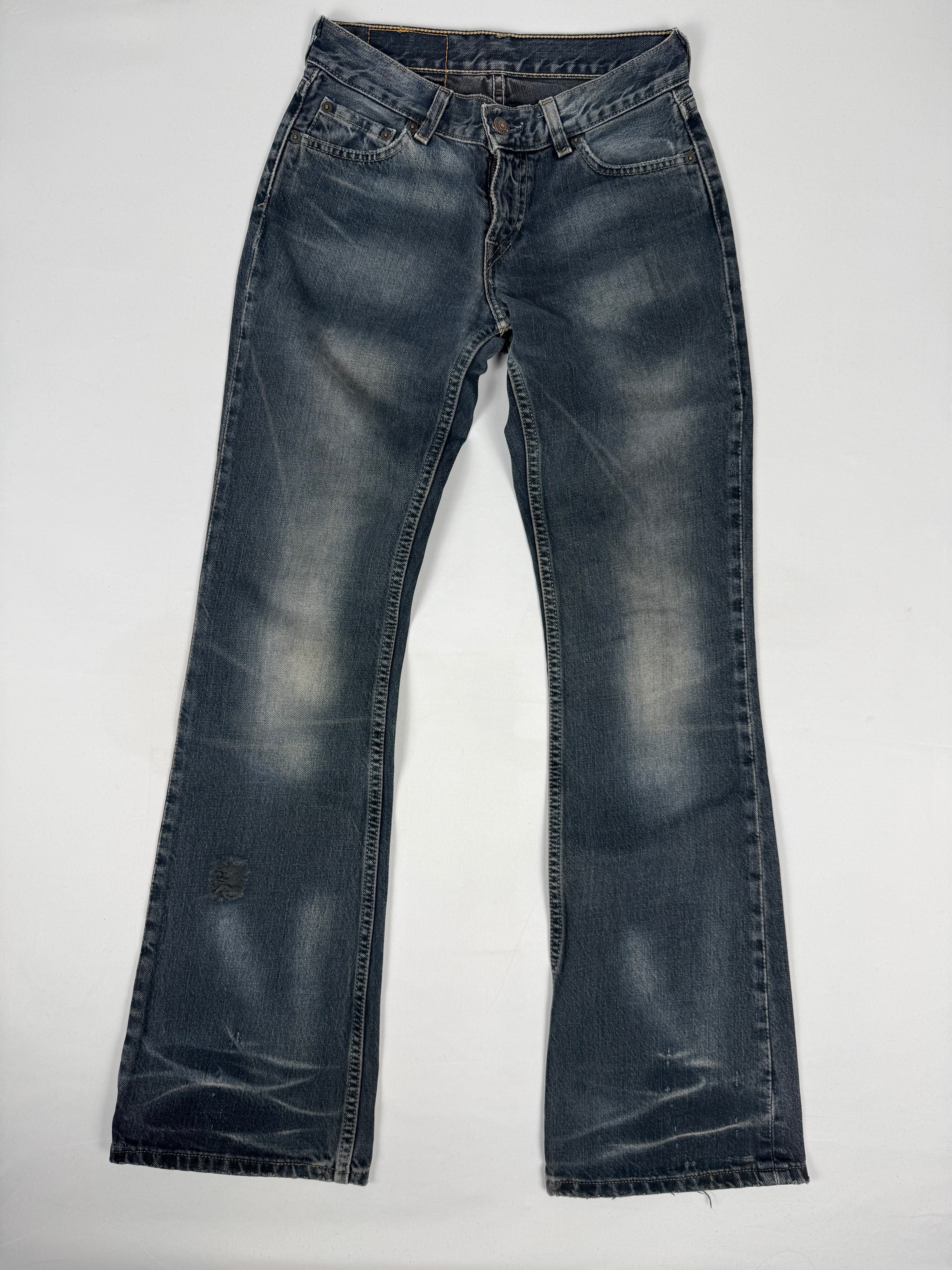 Grey denim low rise bootcut pants (XS)