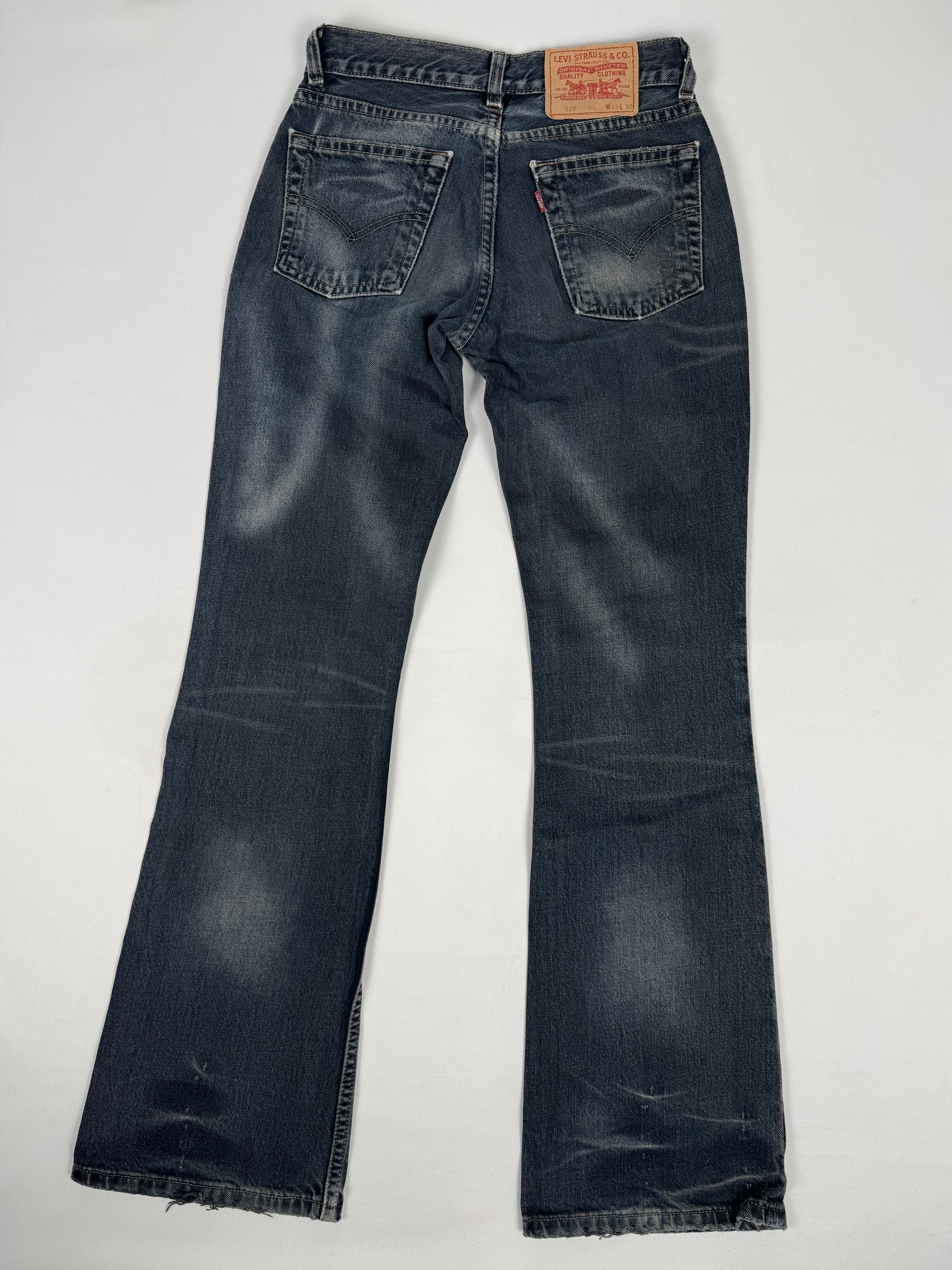 Grey denim low rise bootcut pants (XS)