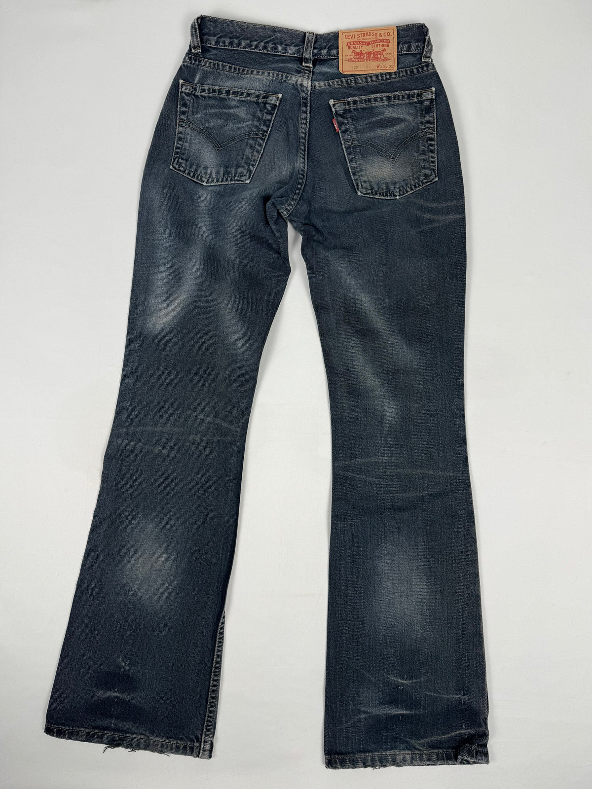 Grey denim low rise bootcut pants (XS)