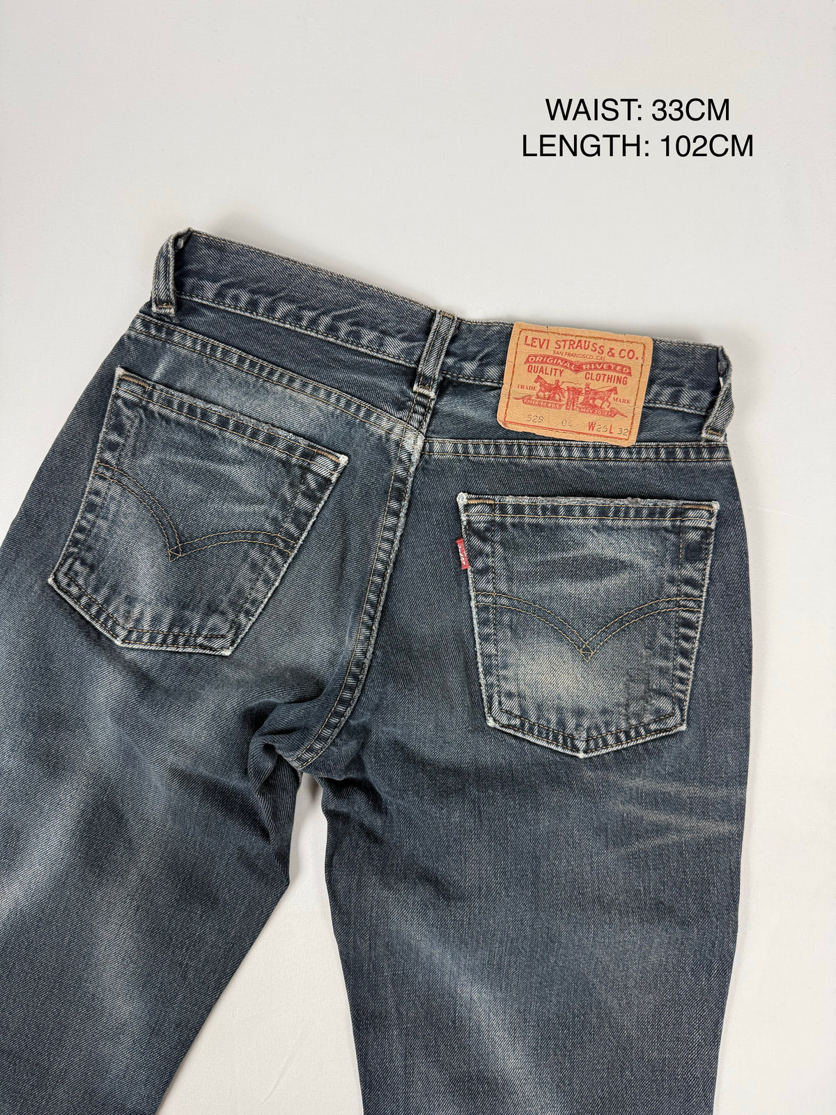 Grey denim low rise bootcut pants (XS)