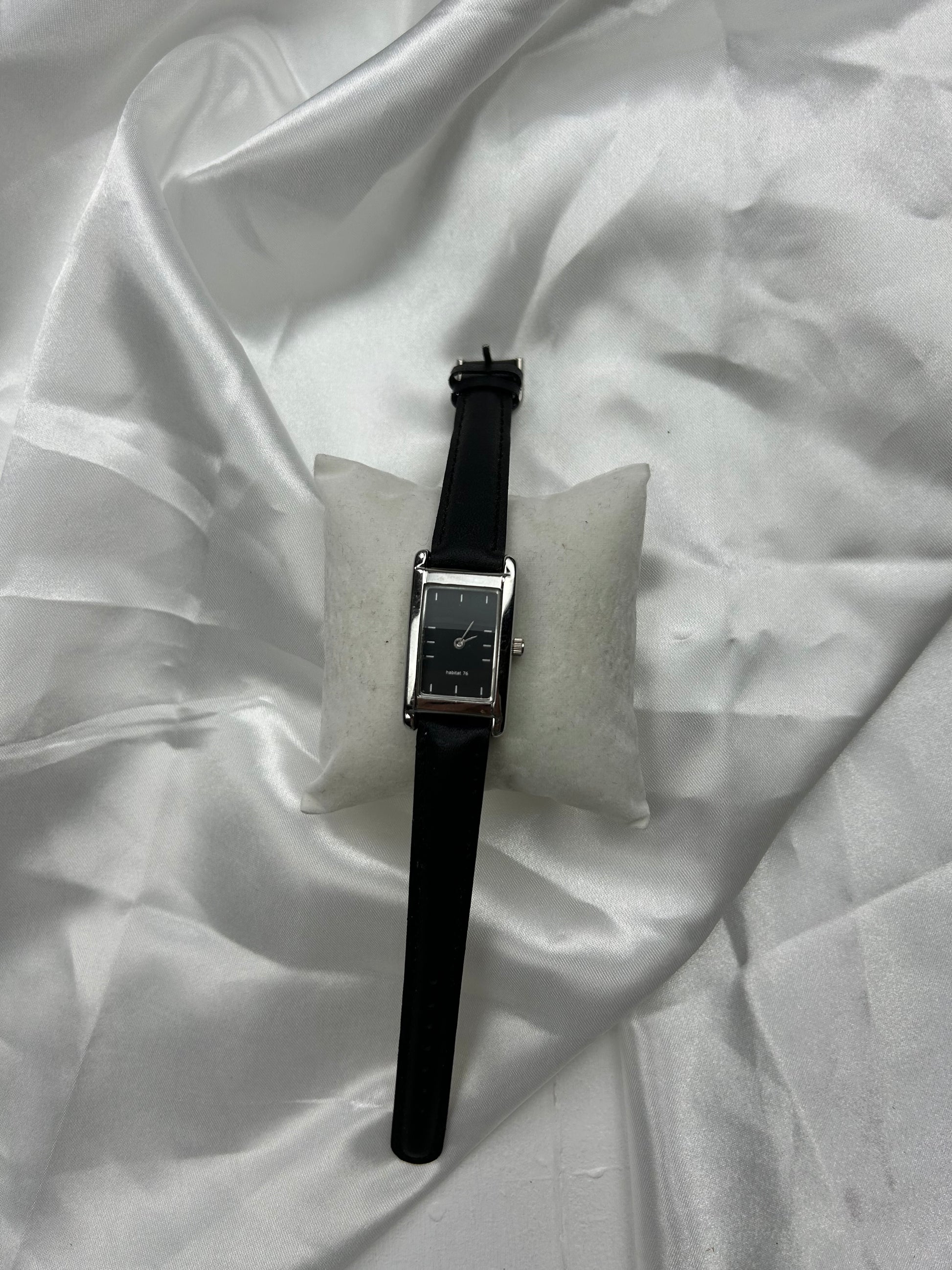 Vintage stainless steel & leather bracelet watch jewelry