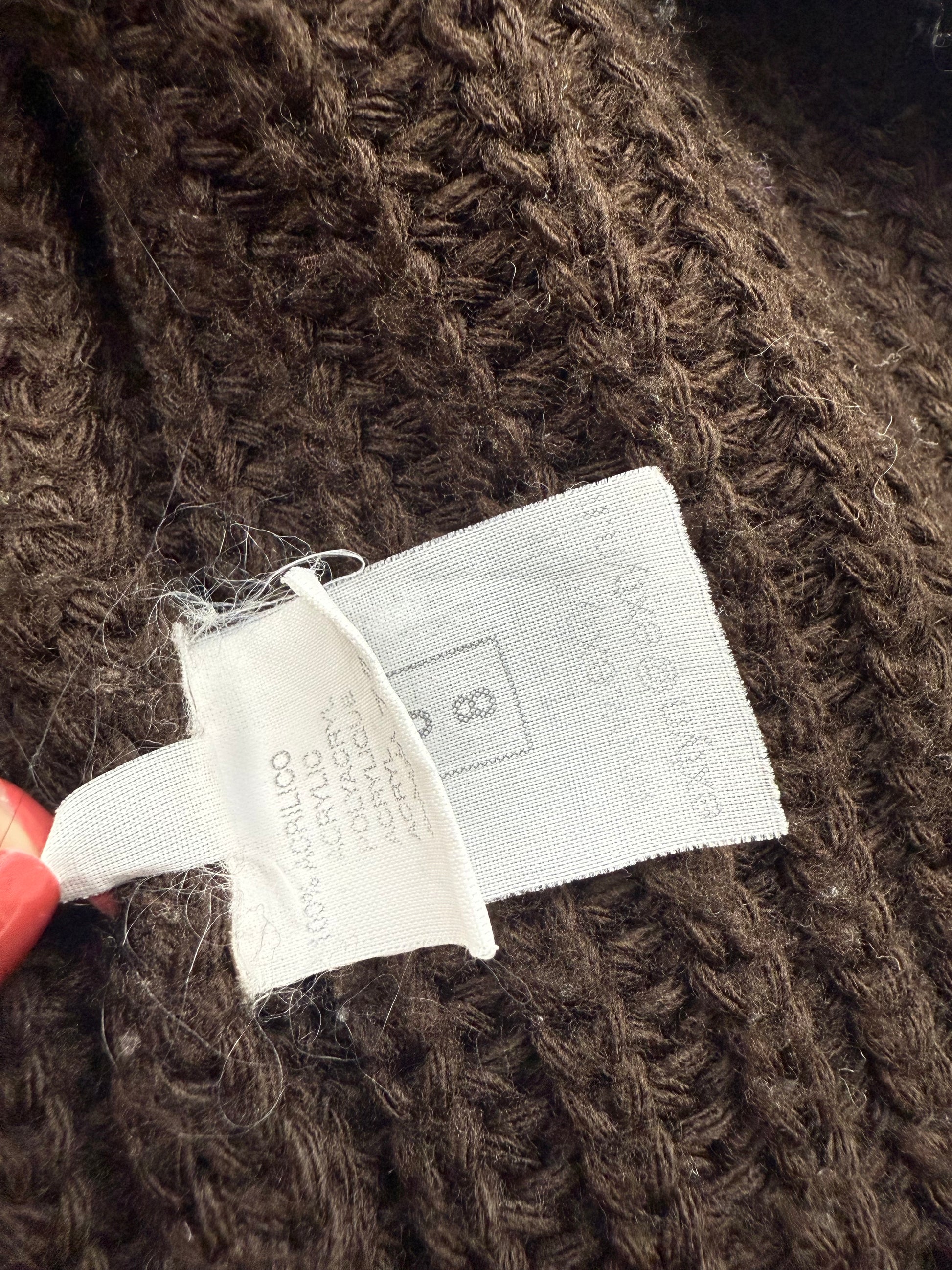 Brown knitted bardot off shoulder cardigan jumper (M/L)