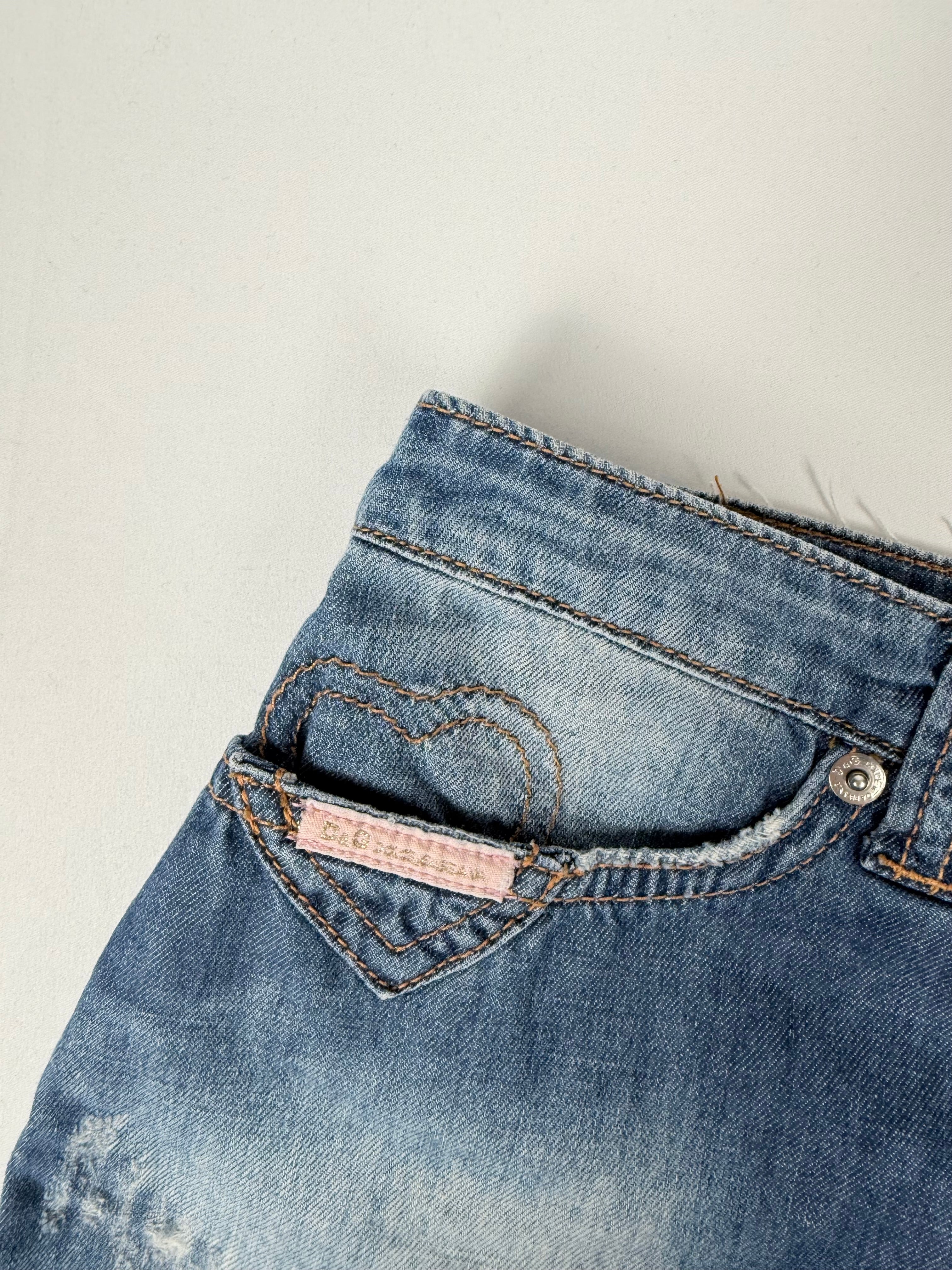 Blue denim low rise mini skirt (M)
